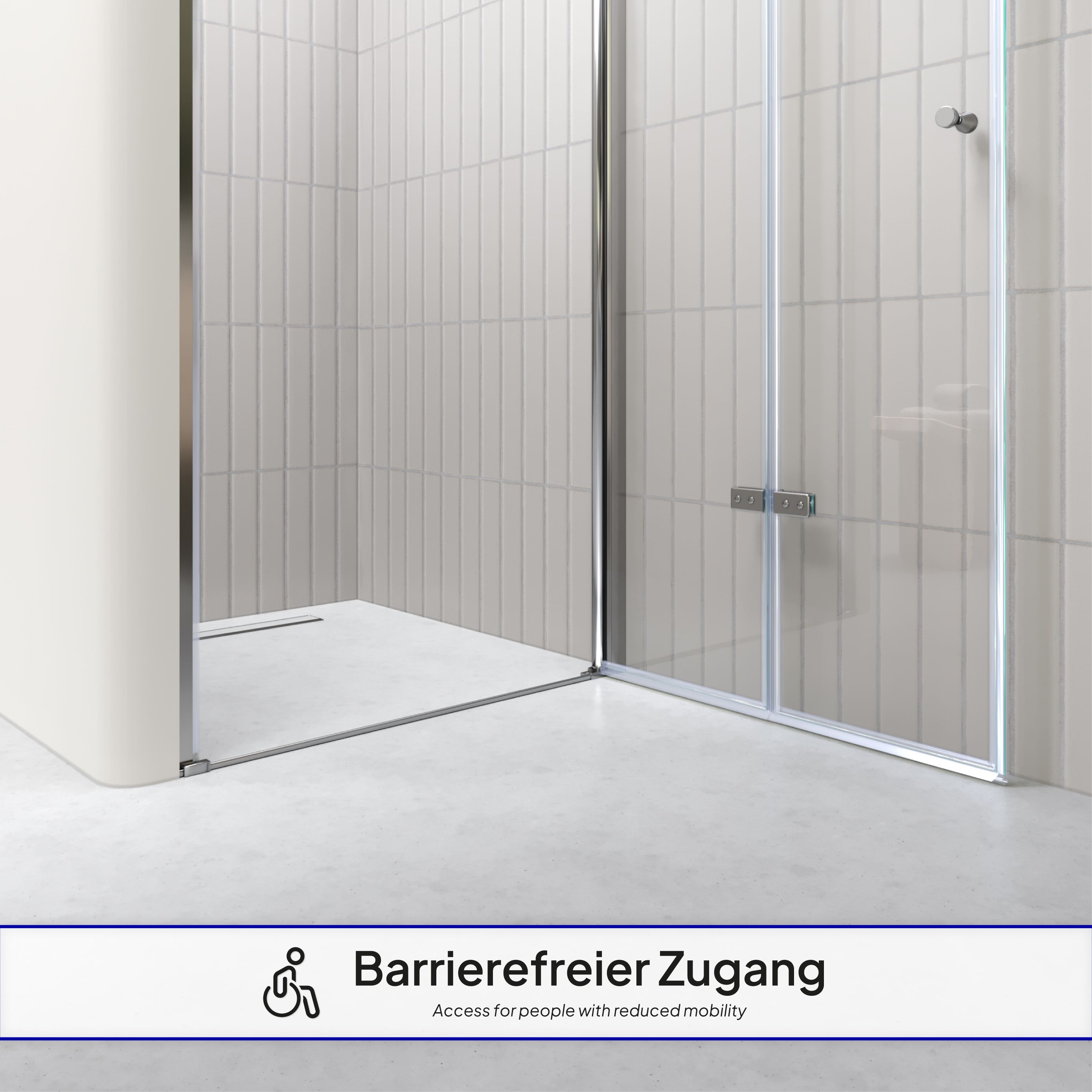 Shower Door Mila with Folding Door made of Clear ESG Safety Glass