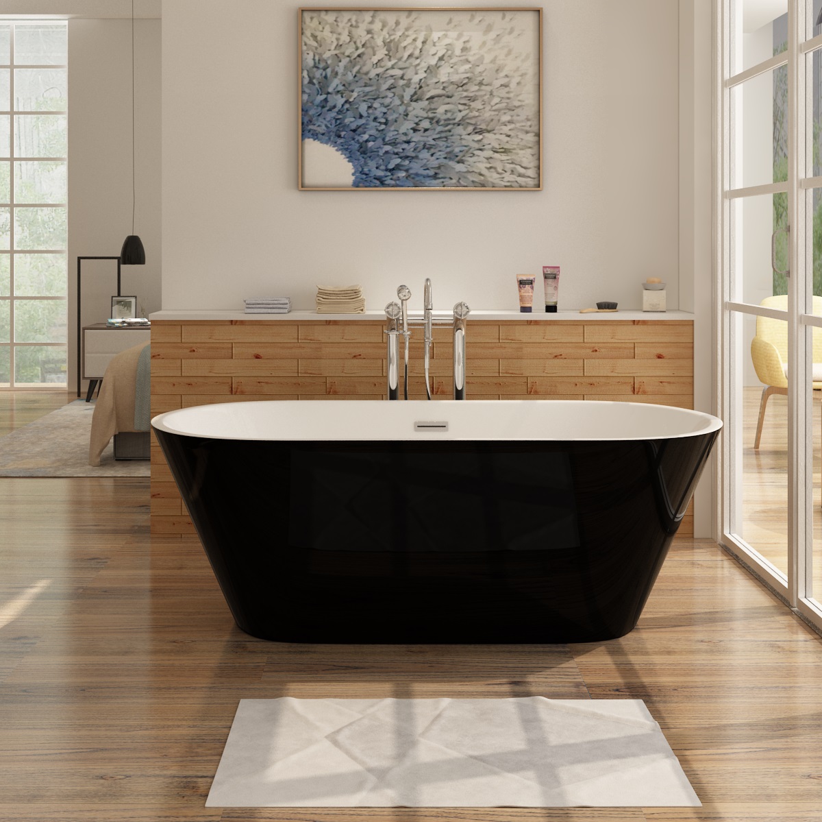 Schwarz-weiße Badewanne aus Sanitäracryl Lugano - 3 GRÖßEN