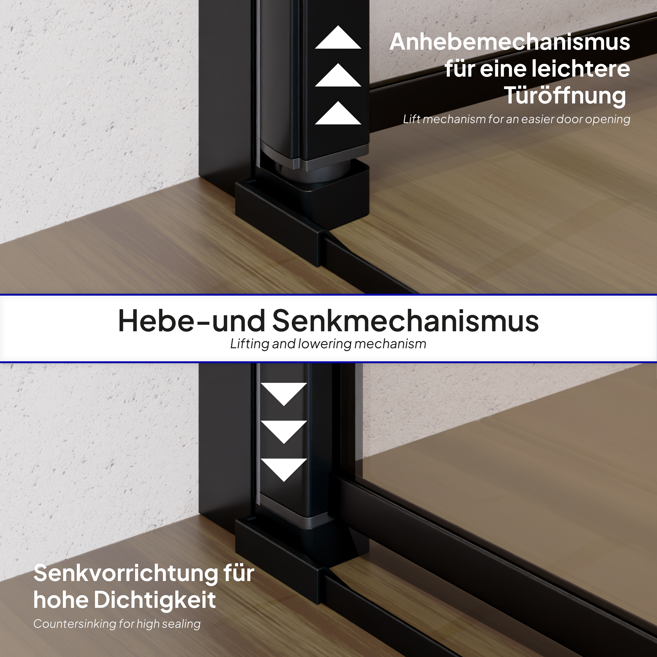 Shower Door Stella Black with Hinged Doors and Black Profiles Made of ESG Safety Glass