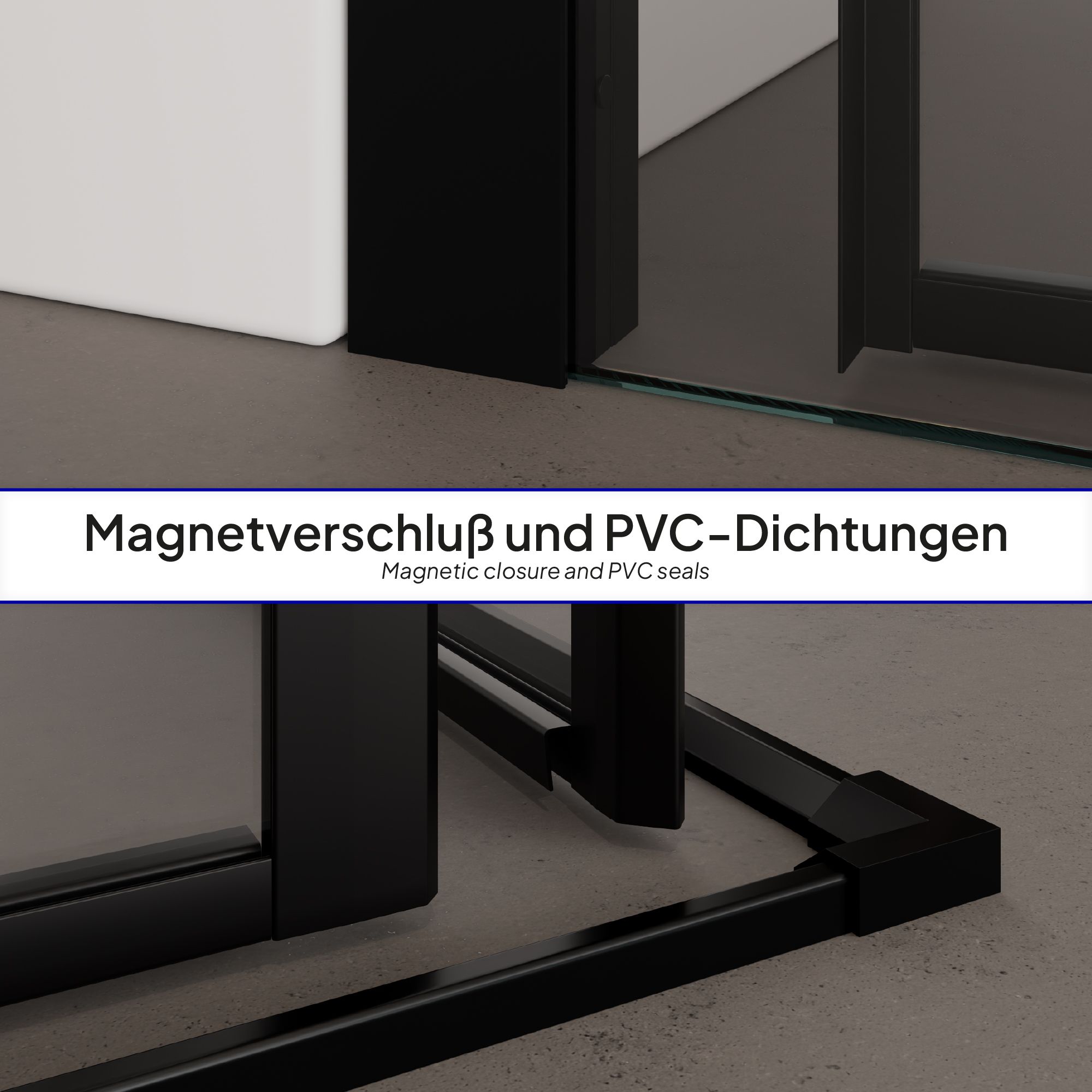 Corner Entry Kaylee BLACK with Sliding Doors made of ESG Safety Glass
