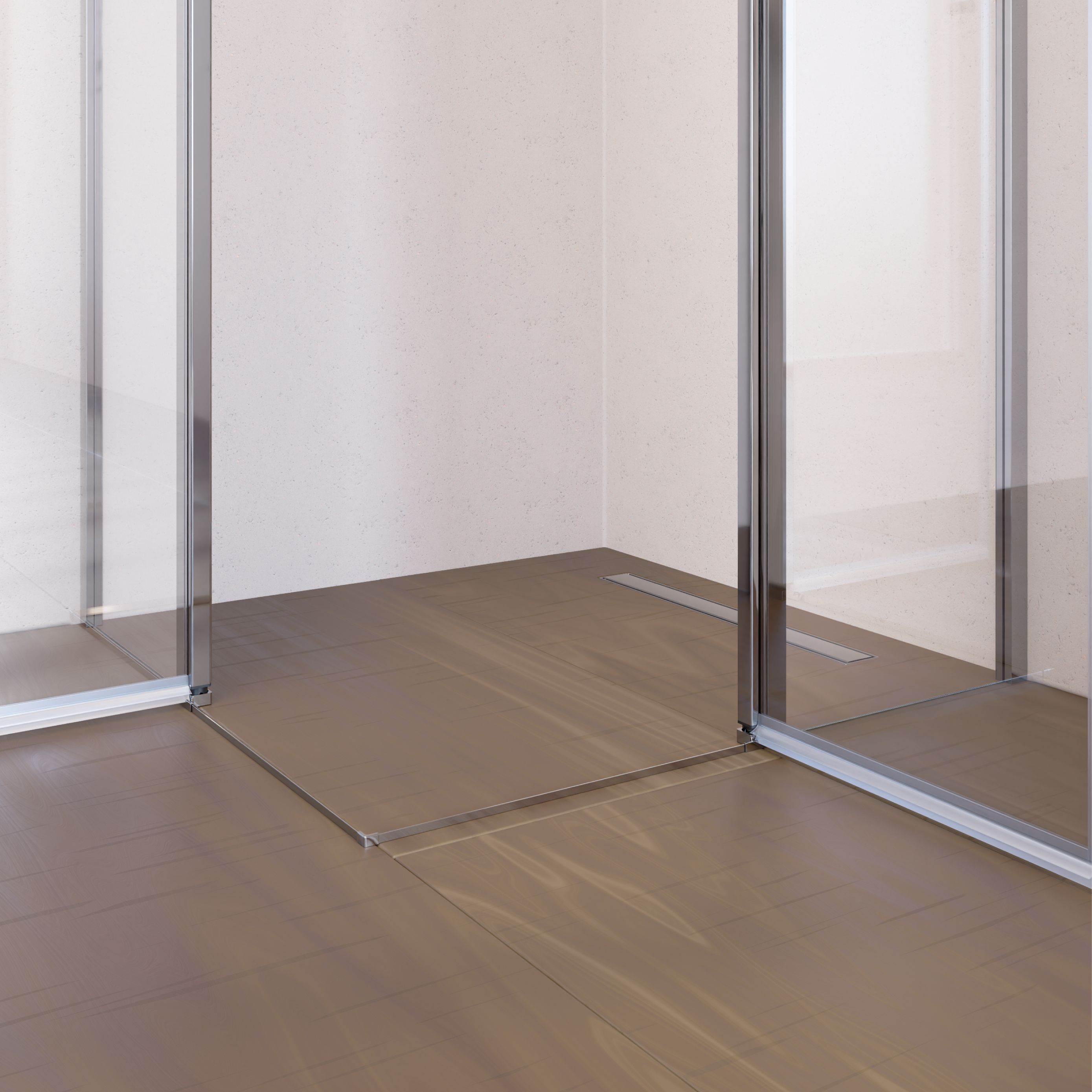 Corner Entry Linda with Folding Doors made of ESG Safety Glass