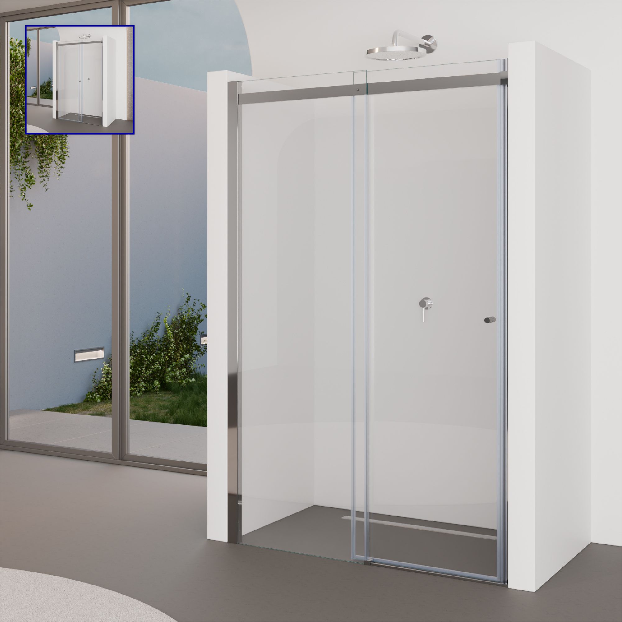 Shower Door Niche Door Kaylee with Sliding Door made of 6mm Tempered Clear Glass