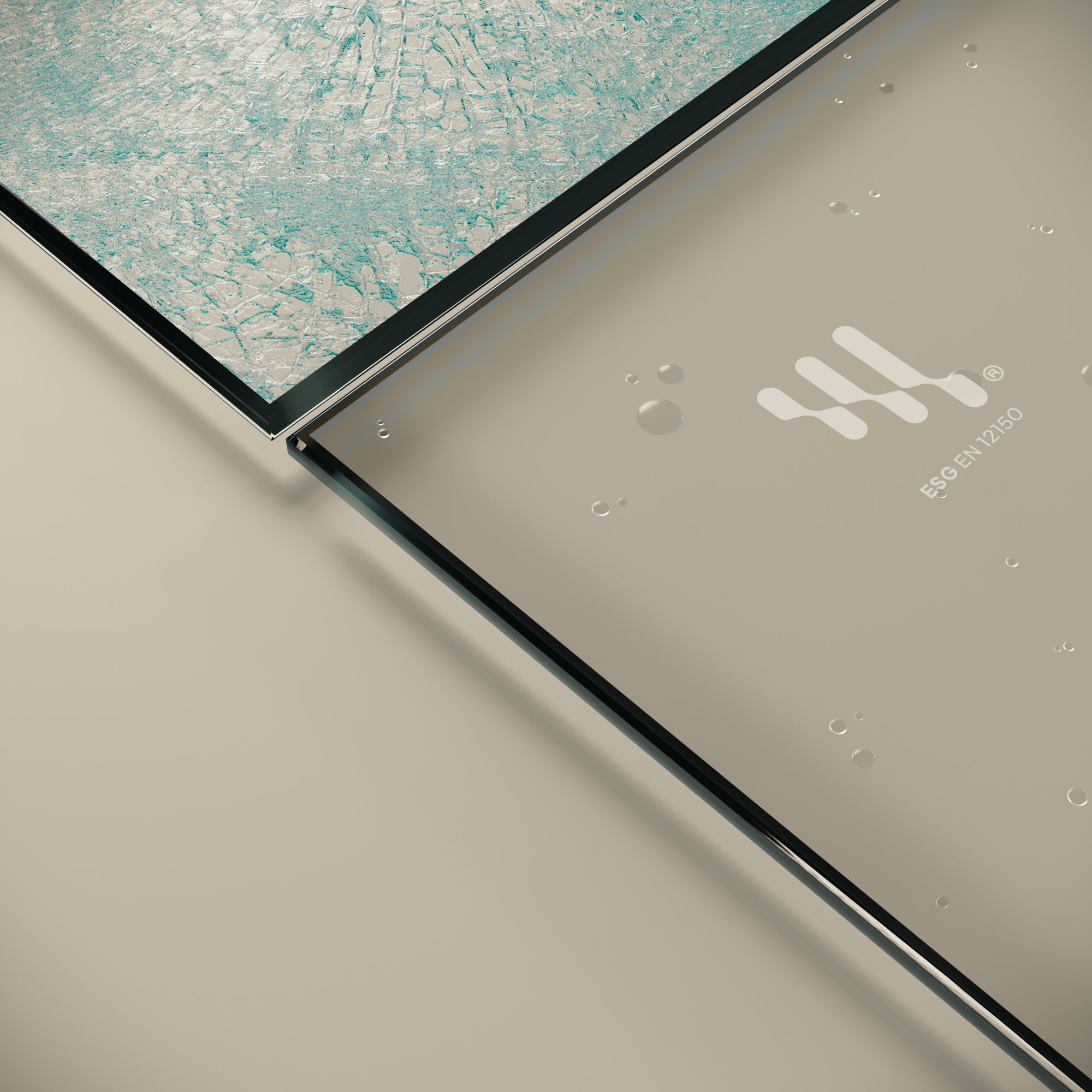 Corner Entry Alice with Folding Doors made of Partially Frosted ESG Safety Glass