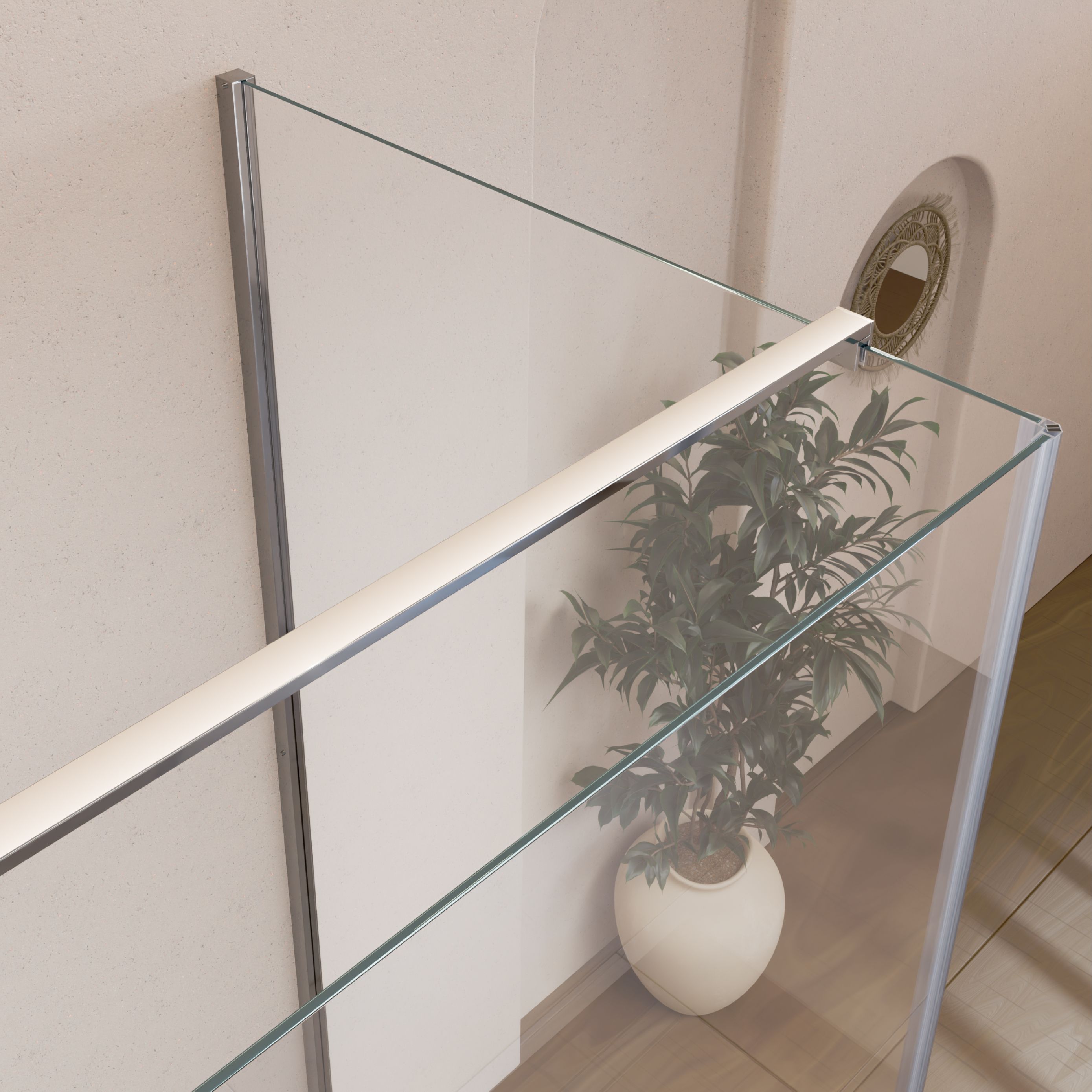 Front-entry Hellen with folding door made of ESG safety glass