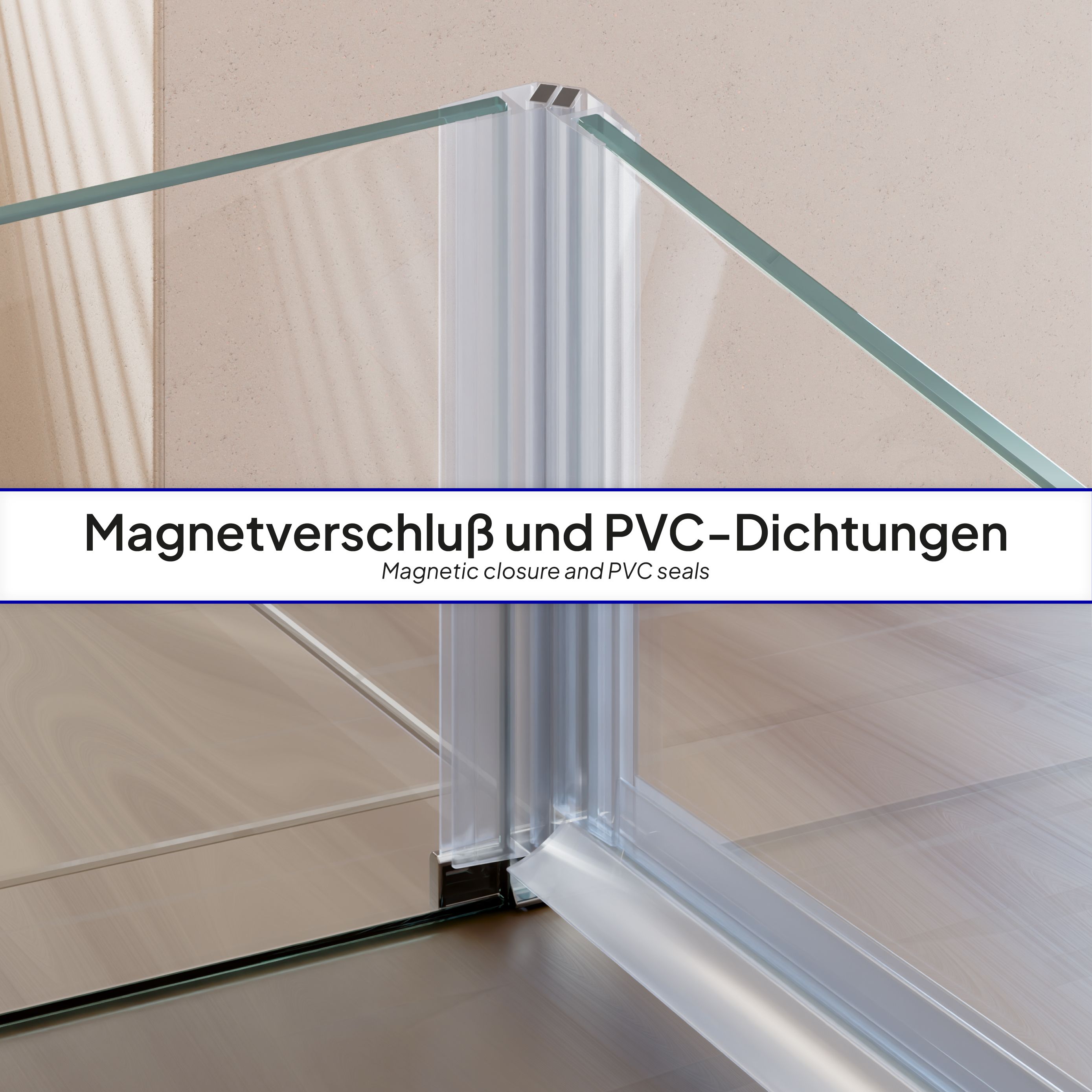 Front-entry Hellen with folding door made of ESG safety glass