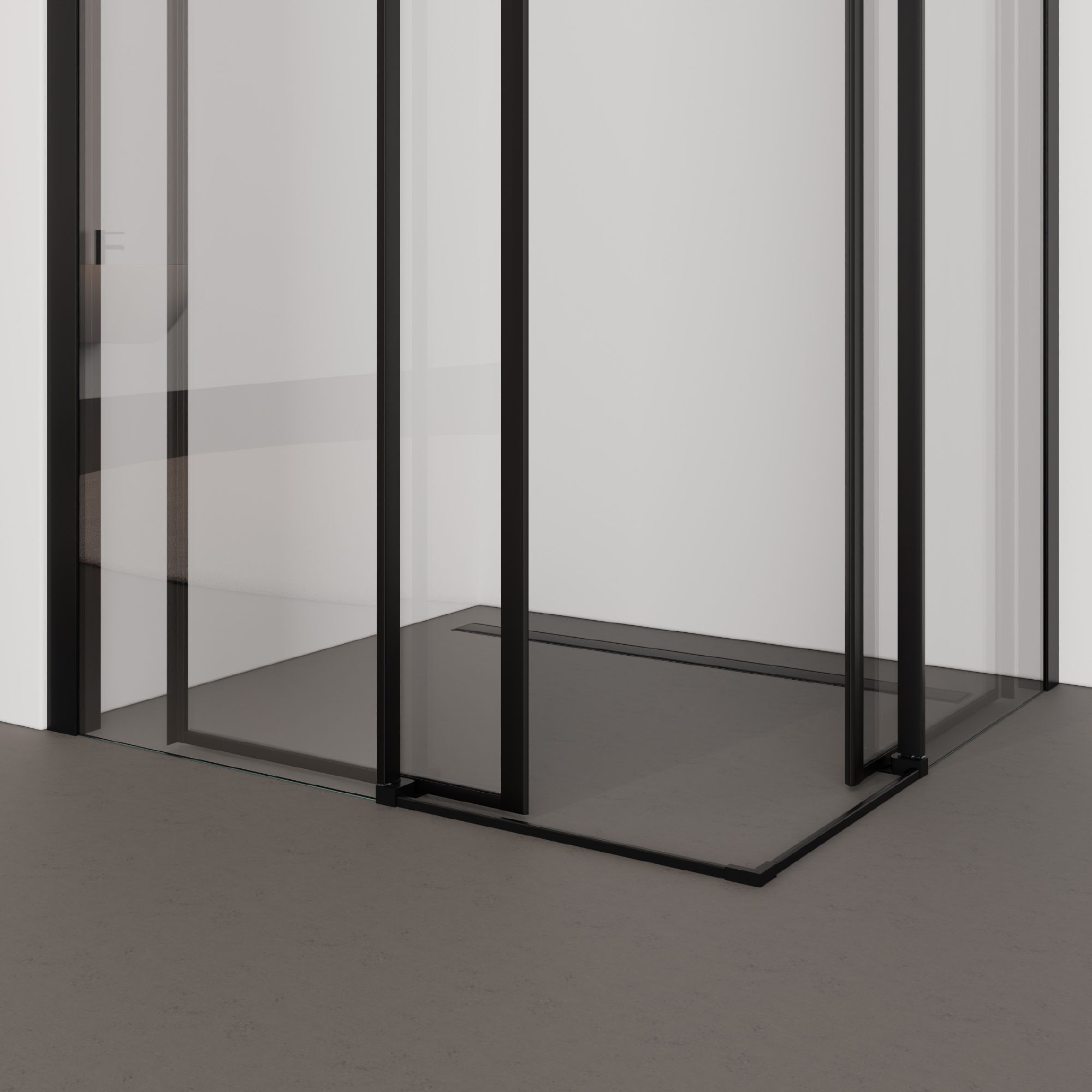 Corner Entry Kaylee BLACK with Sliding Doors made of ESG Safety Glass