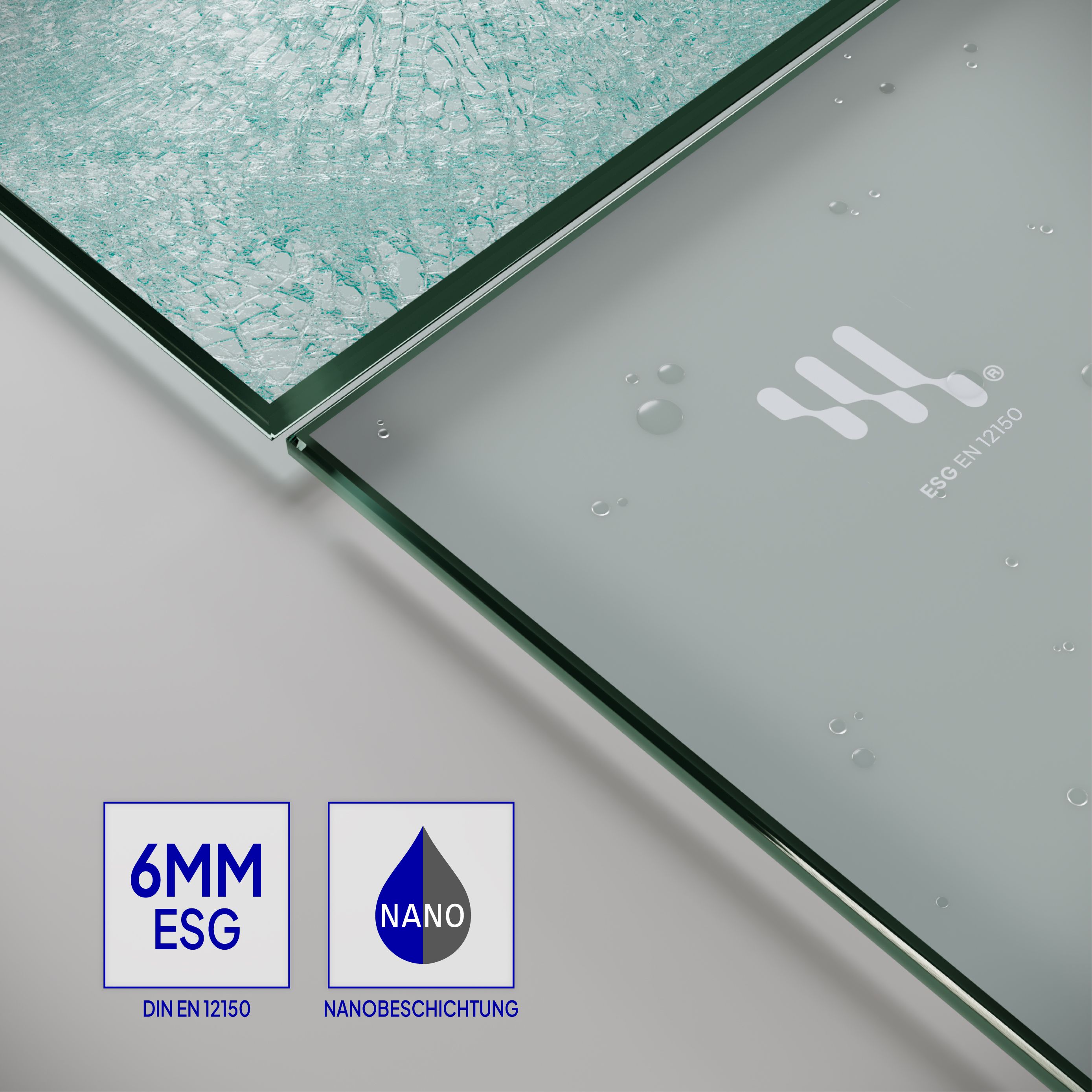 Shower Door Lena with Folding Panels Made of Satin-Finished ESG Safety Glass