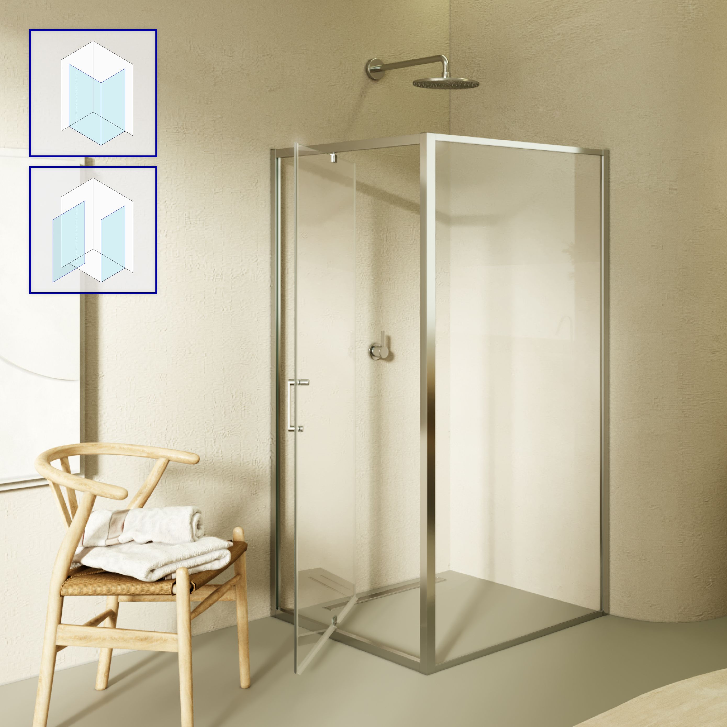 Front-entry Isadora with folding door made of ESG safety glass
