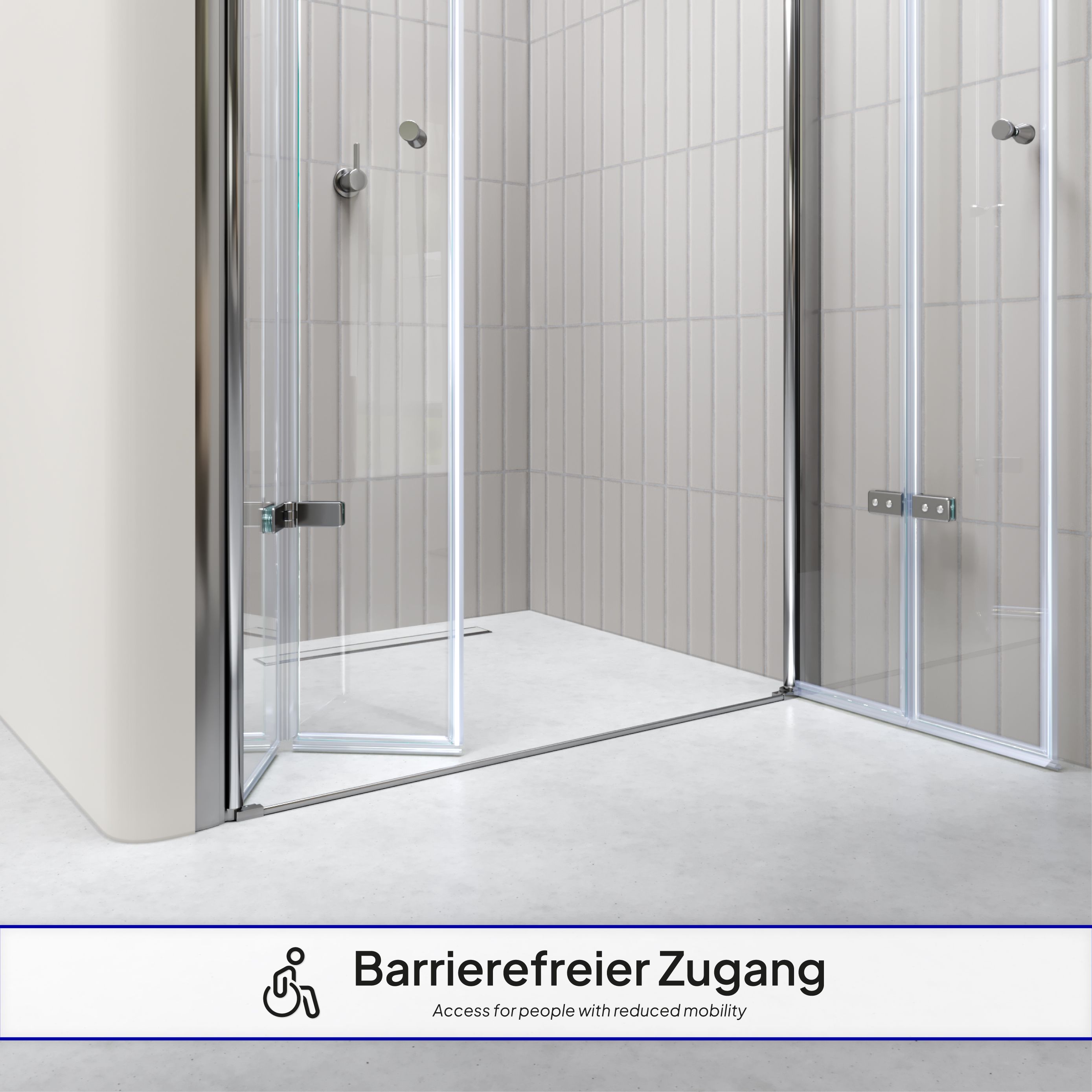Shower Door Lena with Folding Doors Made of Clear Tempered Safety Glass