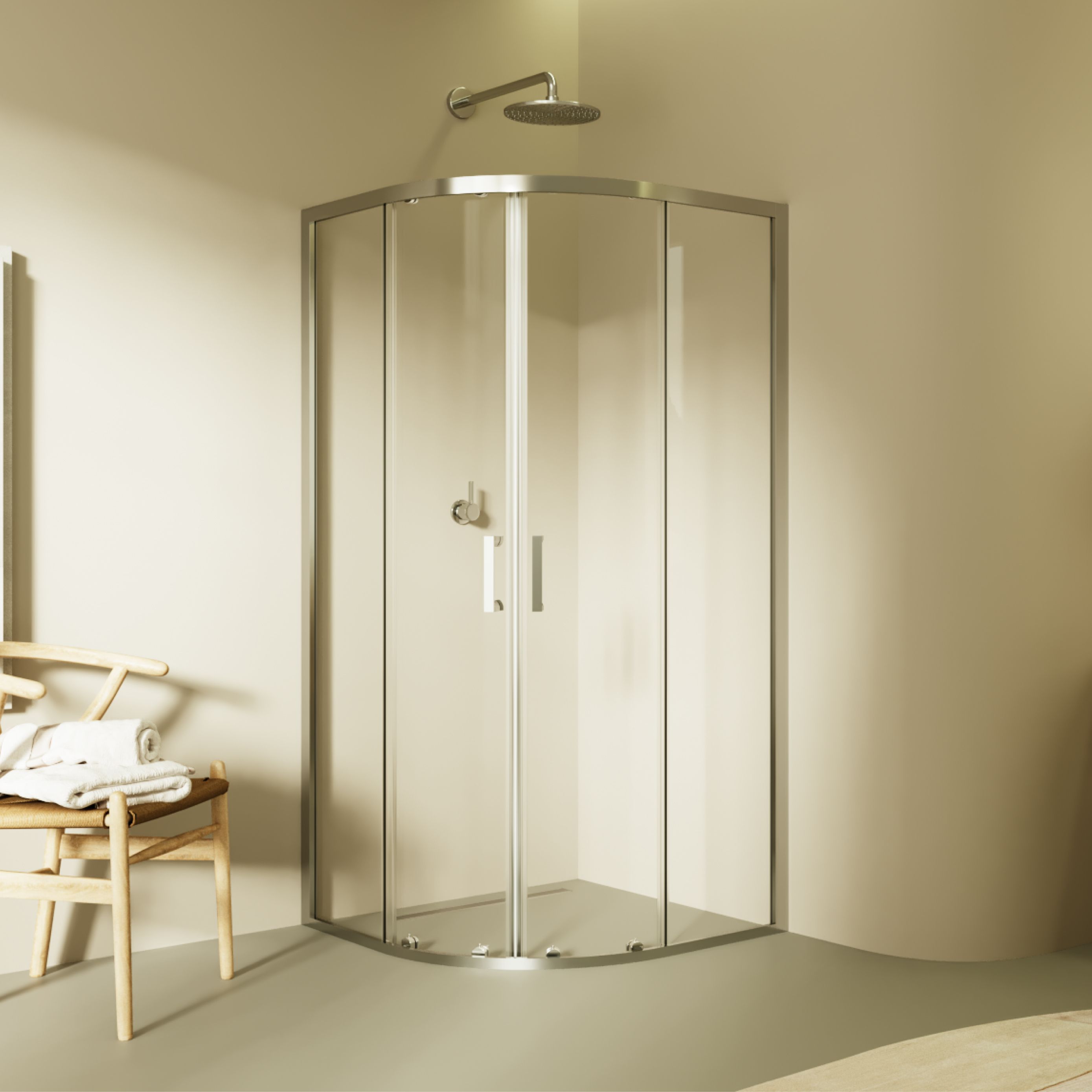 Quarter Circle Shower Ella with Sliding Doors Made of ESG Safety Glass