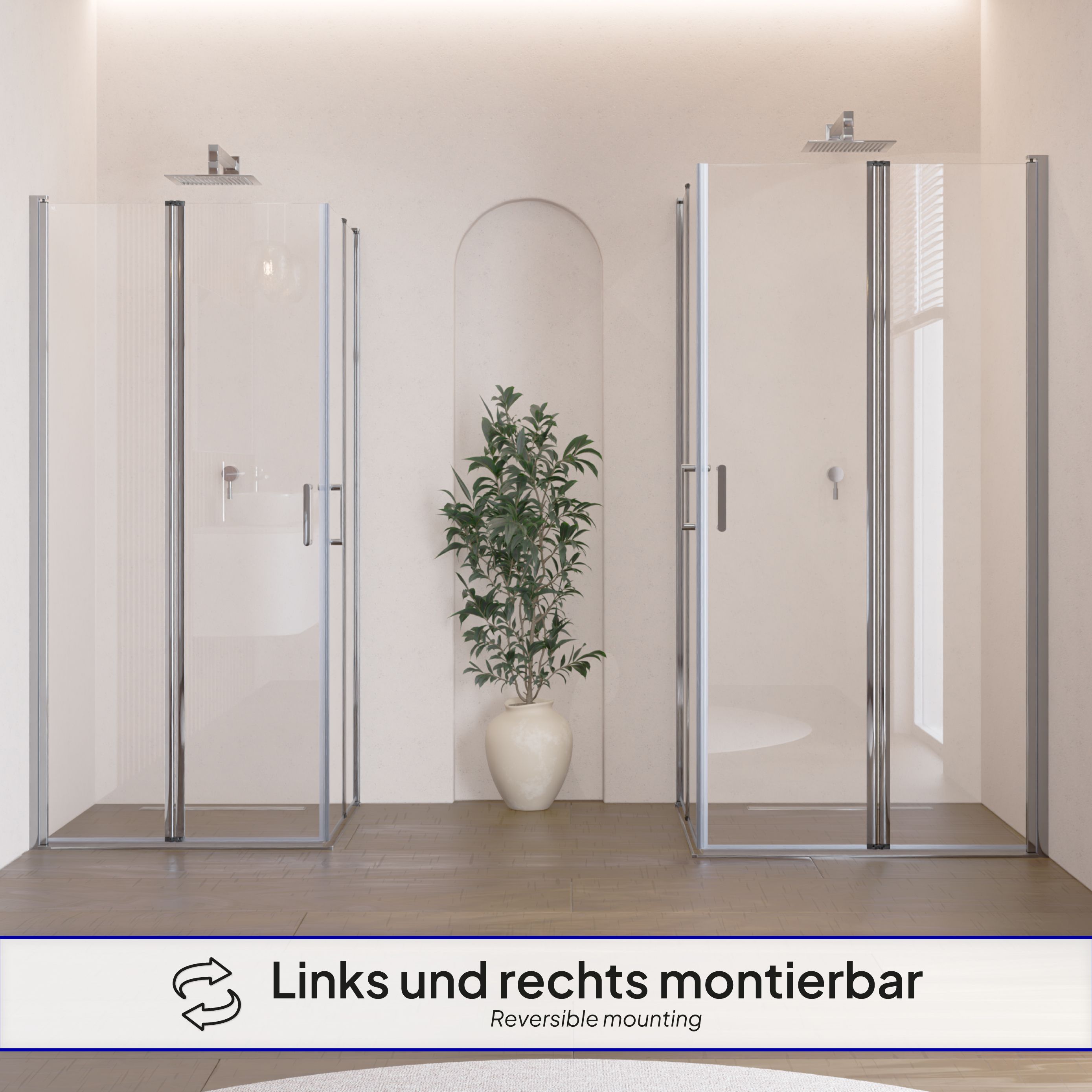 Corner Entry Alina with Folding Doors made of Tempered Safety Glass