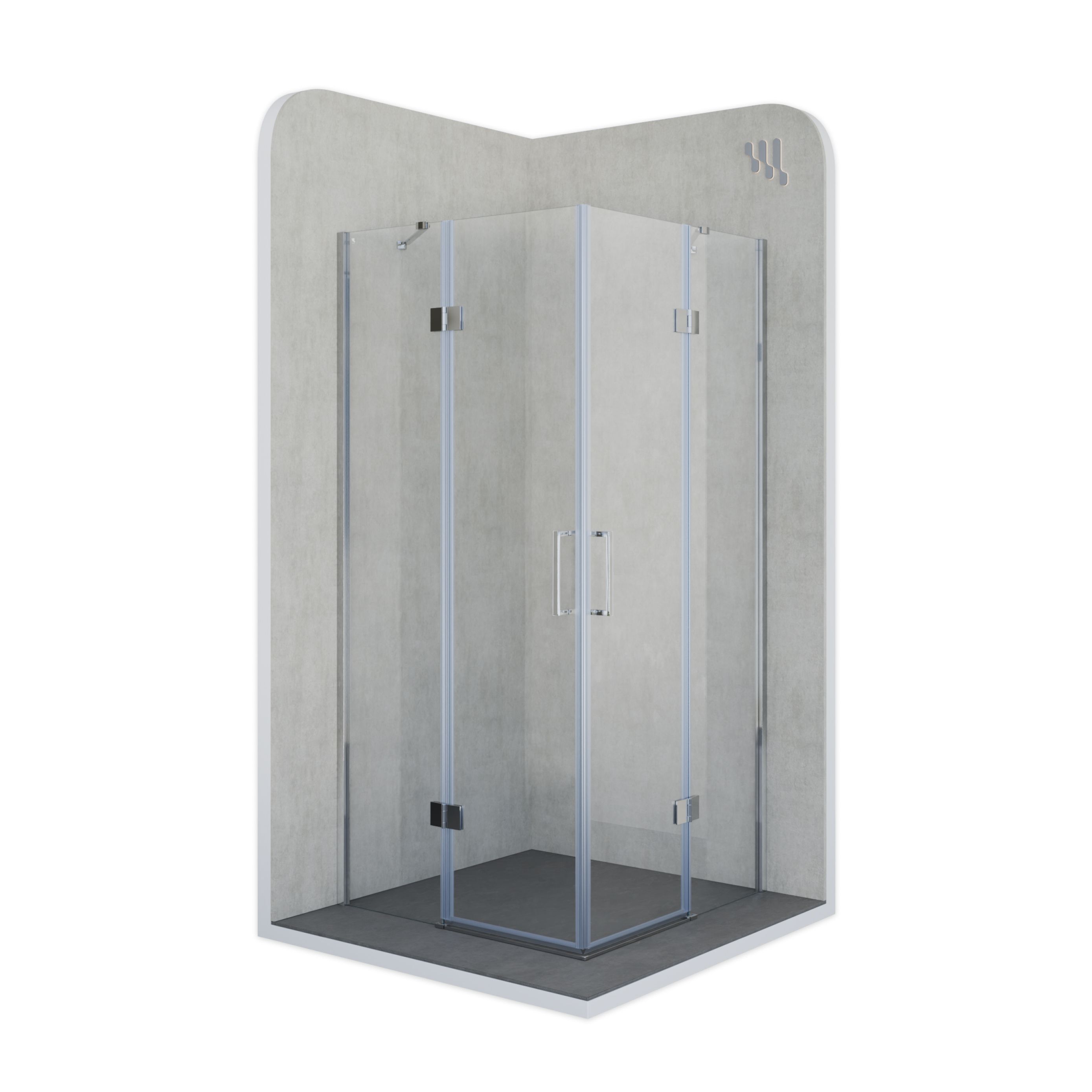 Corner Entry Celine with Folding Doors Made of ESG Safety Glass