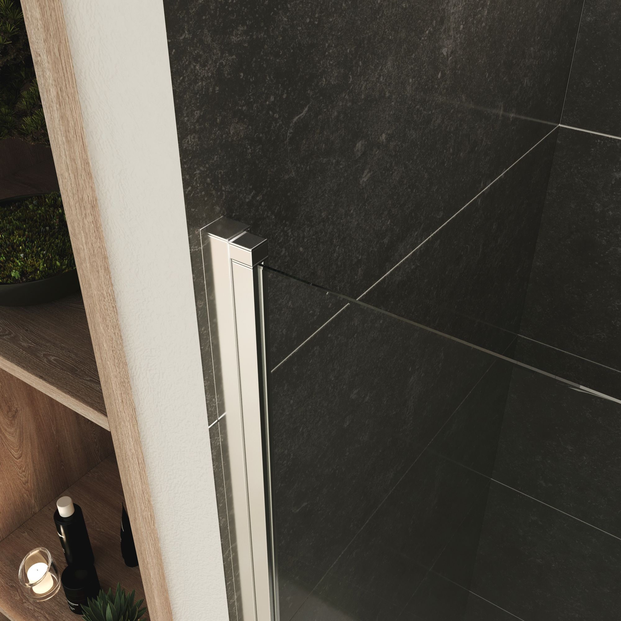 Shower Door Lara with Hinged Doors and Stainless Steel Handles, 68-104 cm, made of Partially Frosted ESG Safety Glass