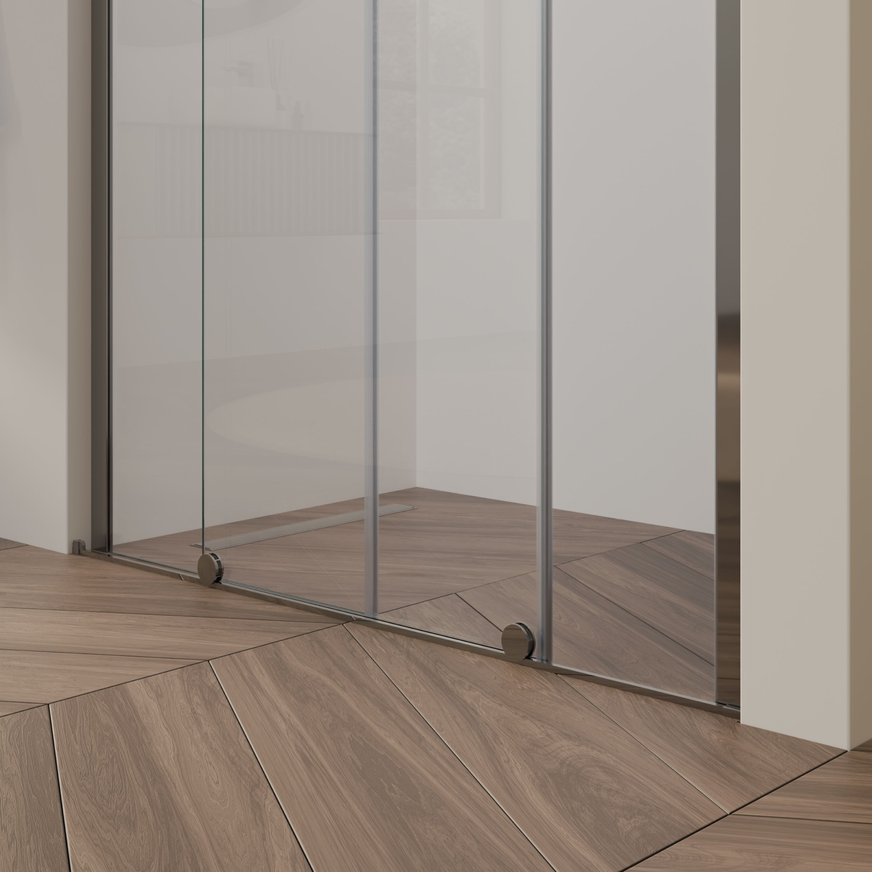 Shower Door Niche Door NADINE with Sliding Door in Chrome made of 8mm Tempered Clear Glass
