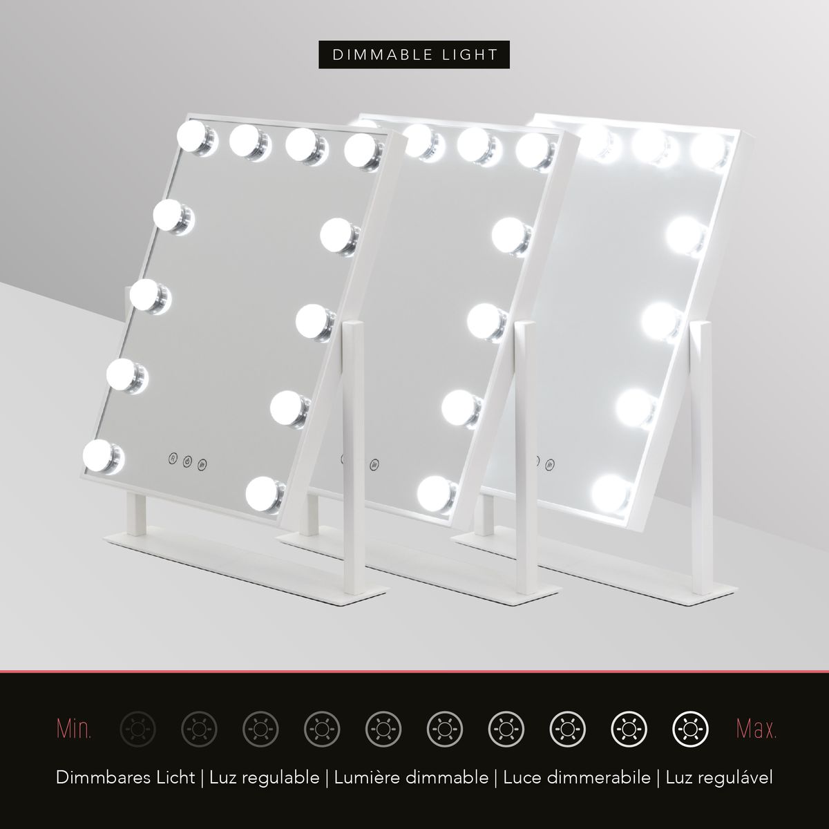 Schminkspiegel Bulb LITTLE mit 12  dimmbaren LED-Lampen Weiß