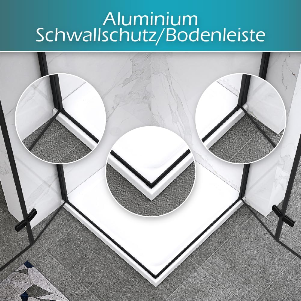 Corner Entry Matilde BLACK with Folding Doors made of ESG Safety Glass