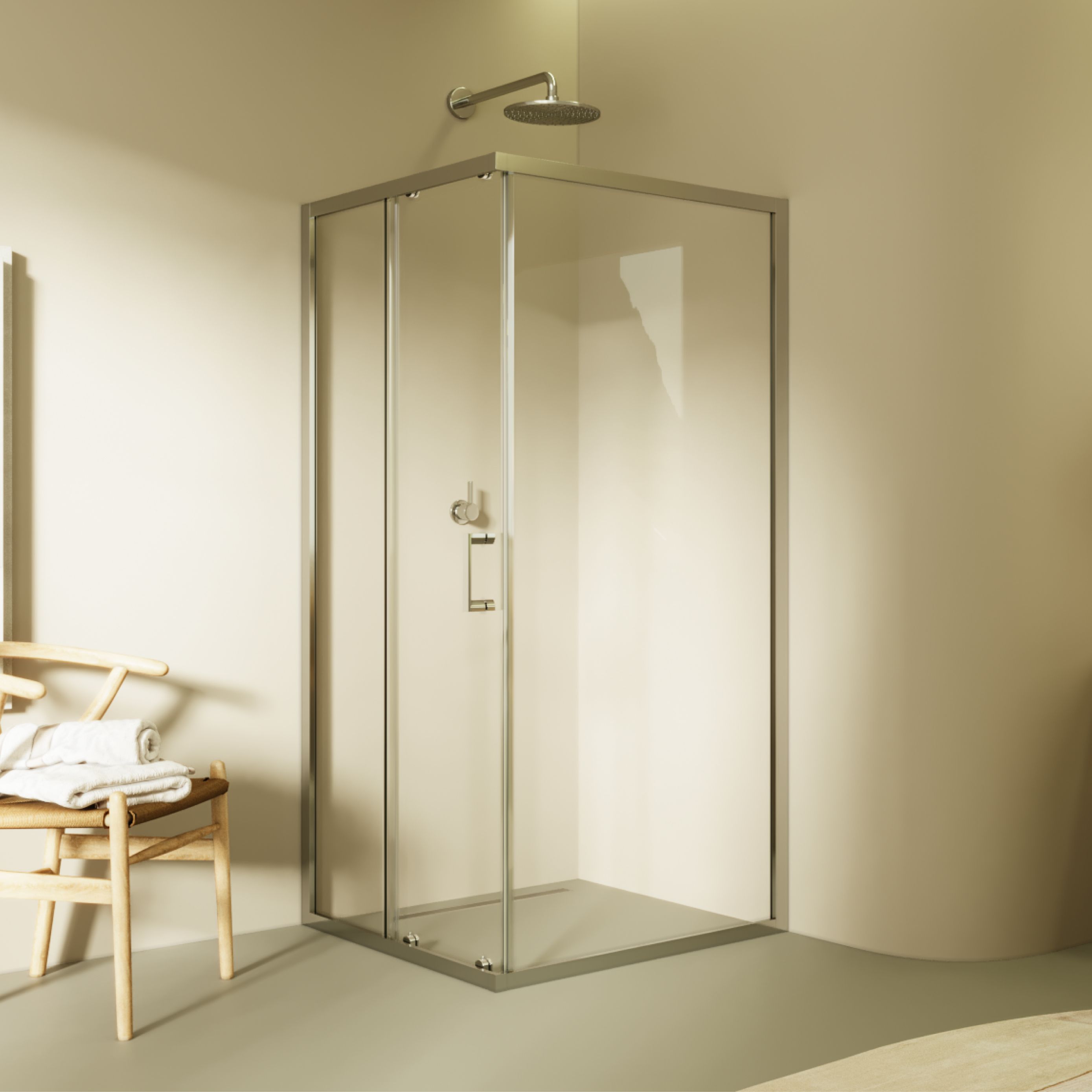 Front-entry Dora with sliding door made of ESG safety glass