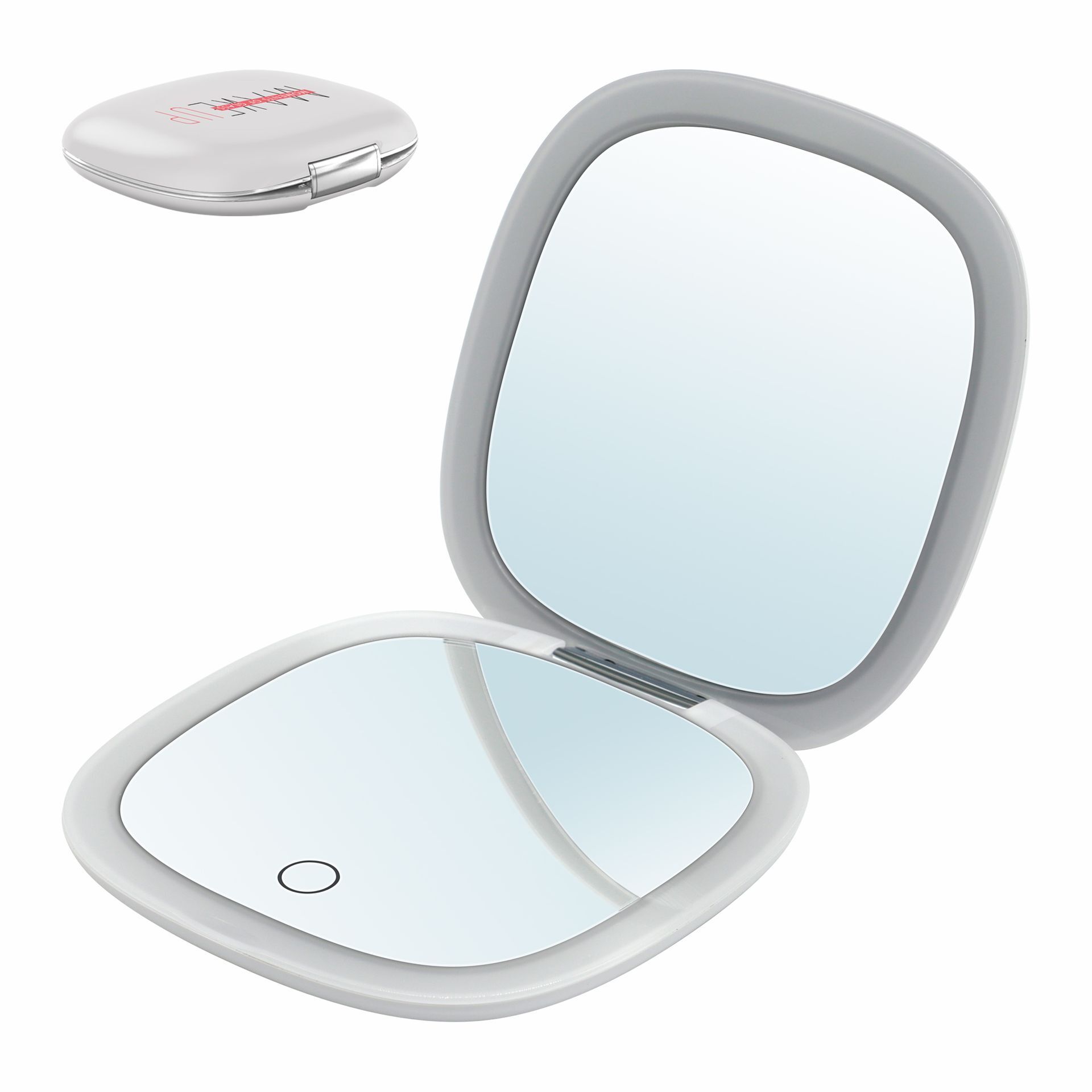 Tragbarer Schminkspiegel MakeUp POCKET mit LED-Lichtstreifen Weiß