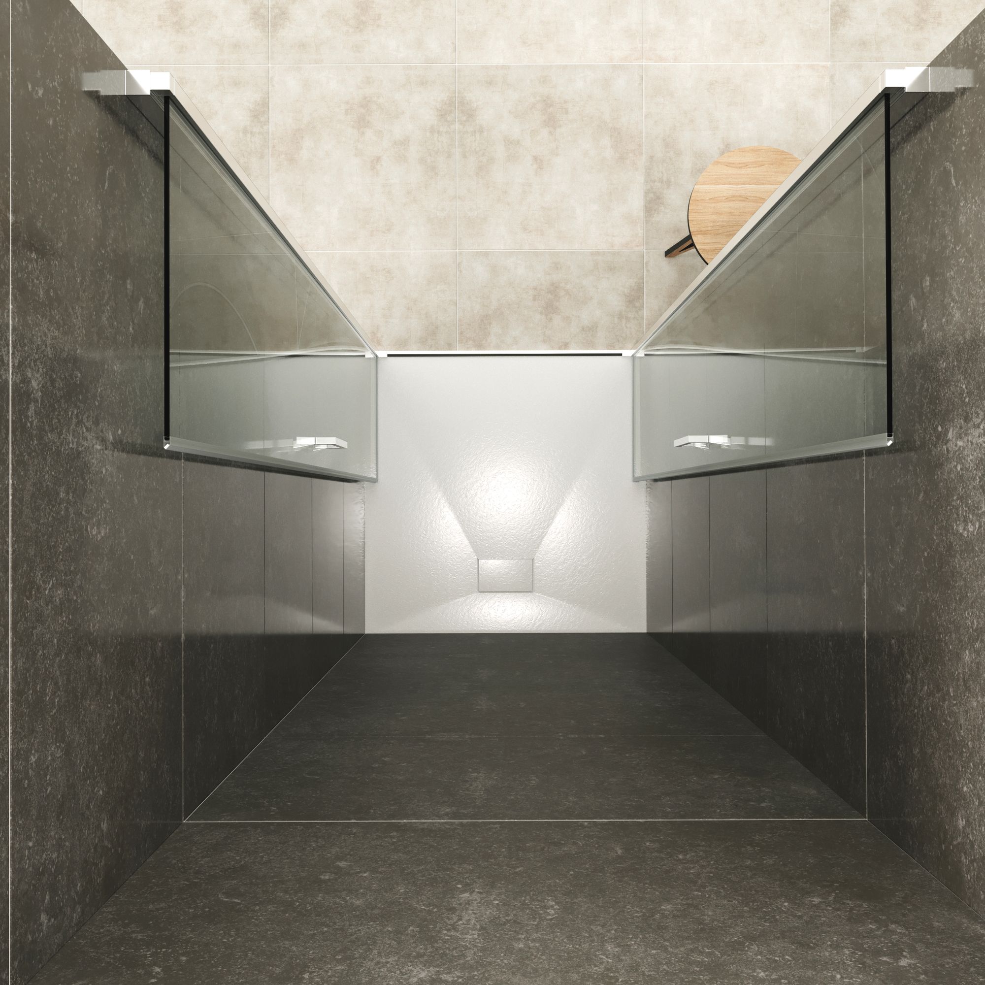 Shower Door Lara with Hinged Doors and Stainless Steel Handles, 68-104 cm, made of ESG Safety Glass