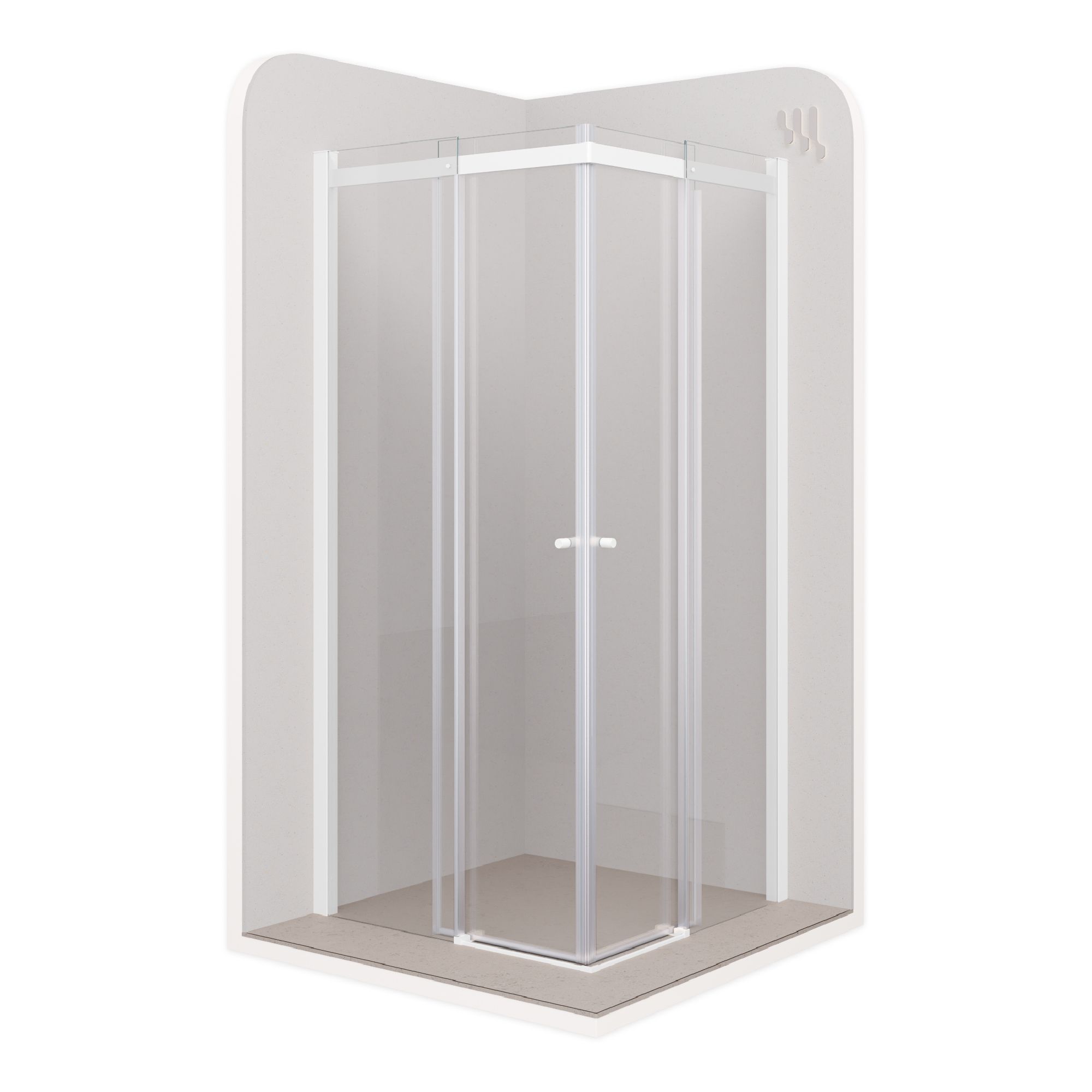Corner Entry Kaylee WHITE with Sliding Doors made of ESG Safety Glass
