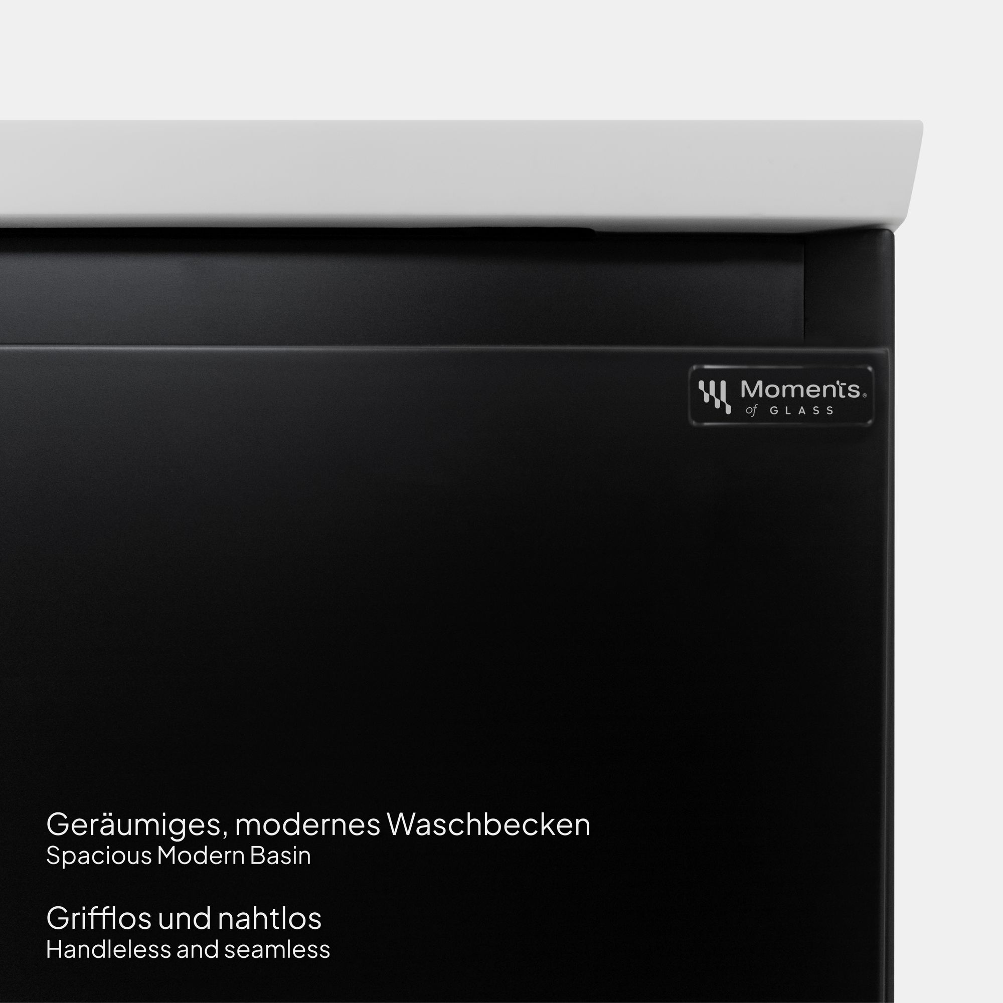 adezimmermöbel Dafne – 120 cm Schwarz Matt, Softclose & runder LED-Spiegel