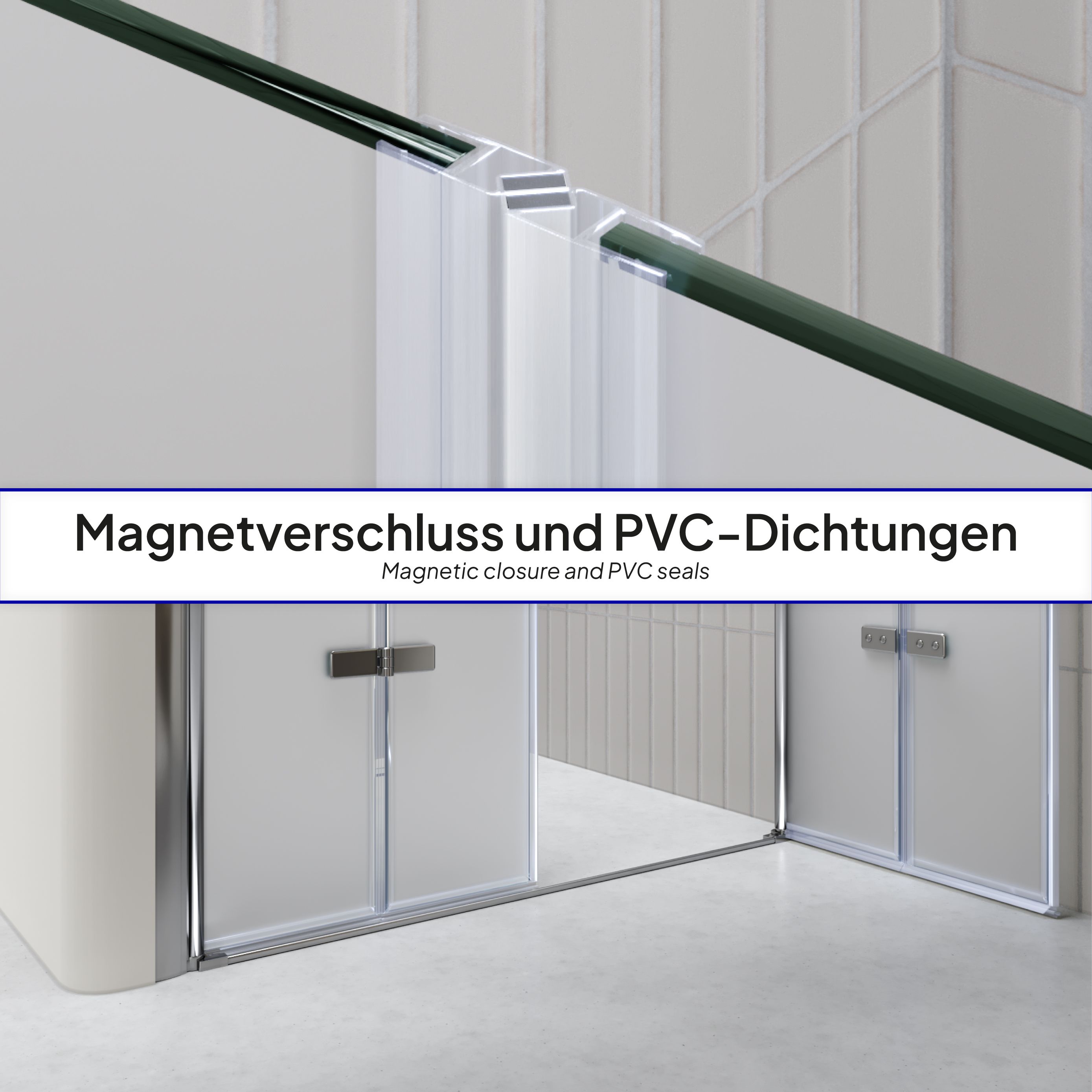 Shower Door Lena with Folding Panels Made of Satin-Finished ESG Safety Glass