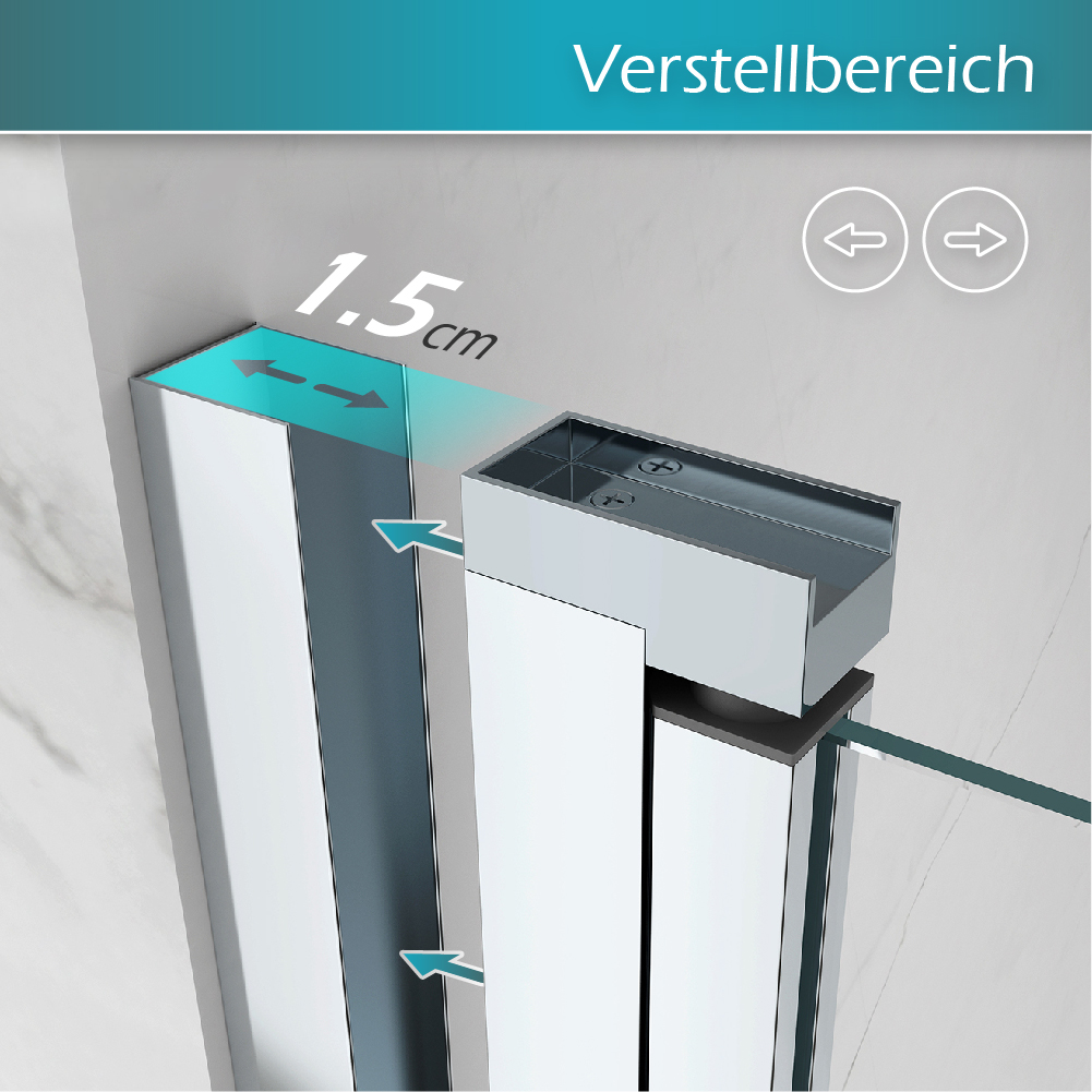 Shower Door Lara with Hinged Doors and Stainless Steel Handles, 68-104 cm, made of Frosted ESG Safety Glass