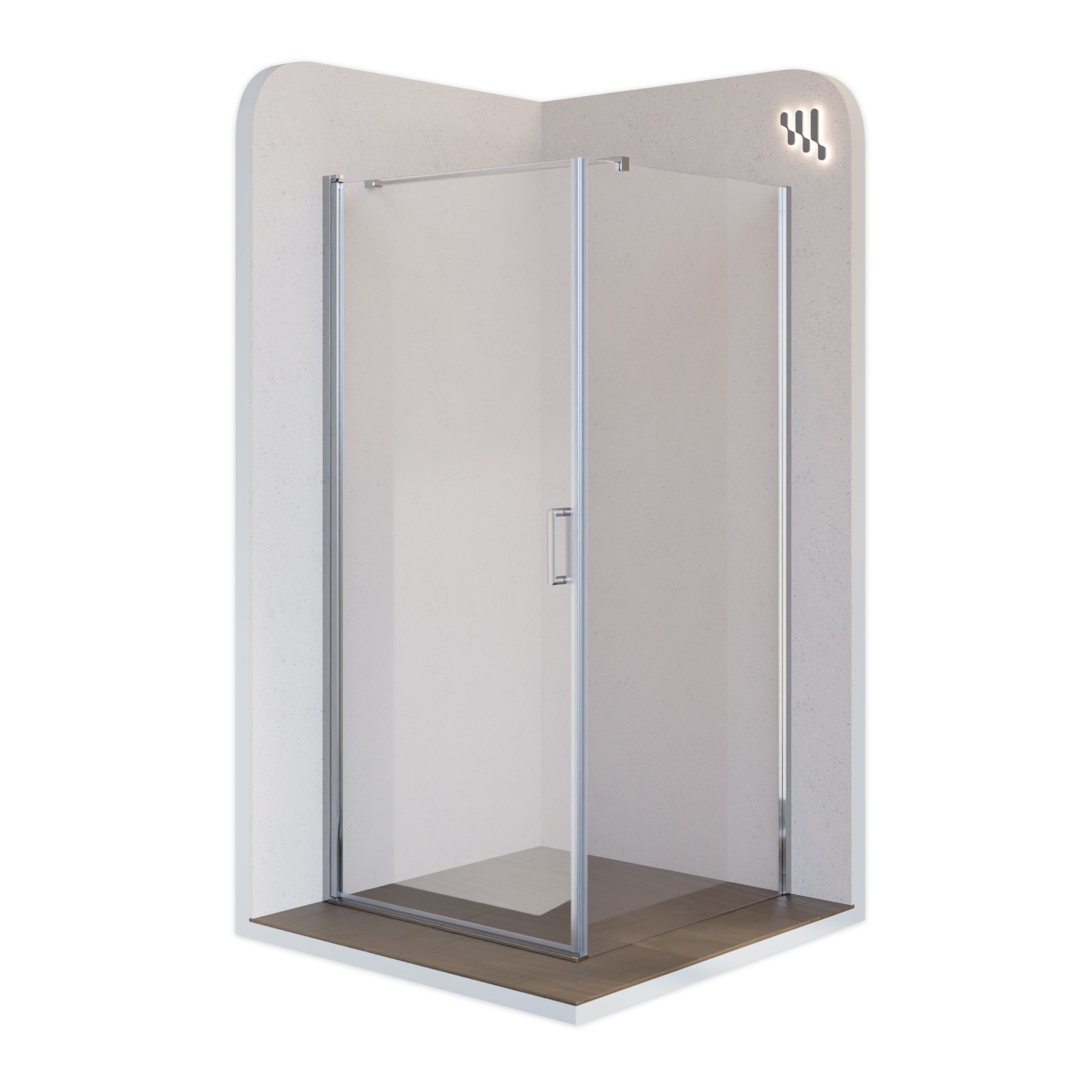 Front-entry Hellen with folding door made of ESG safety glass