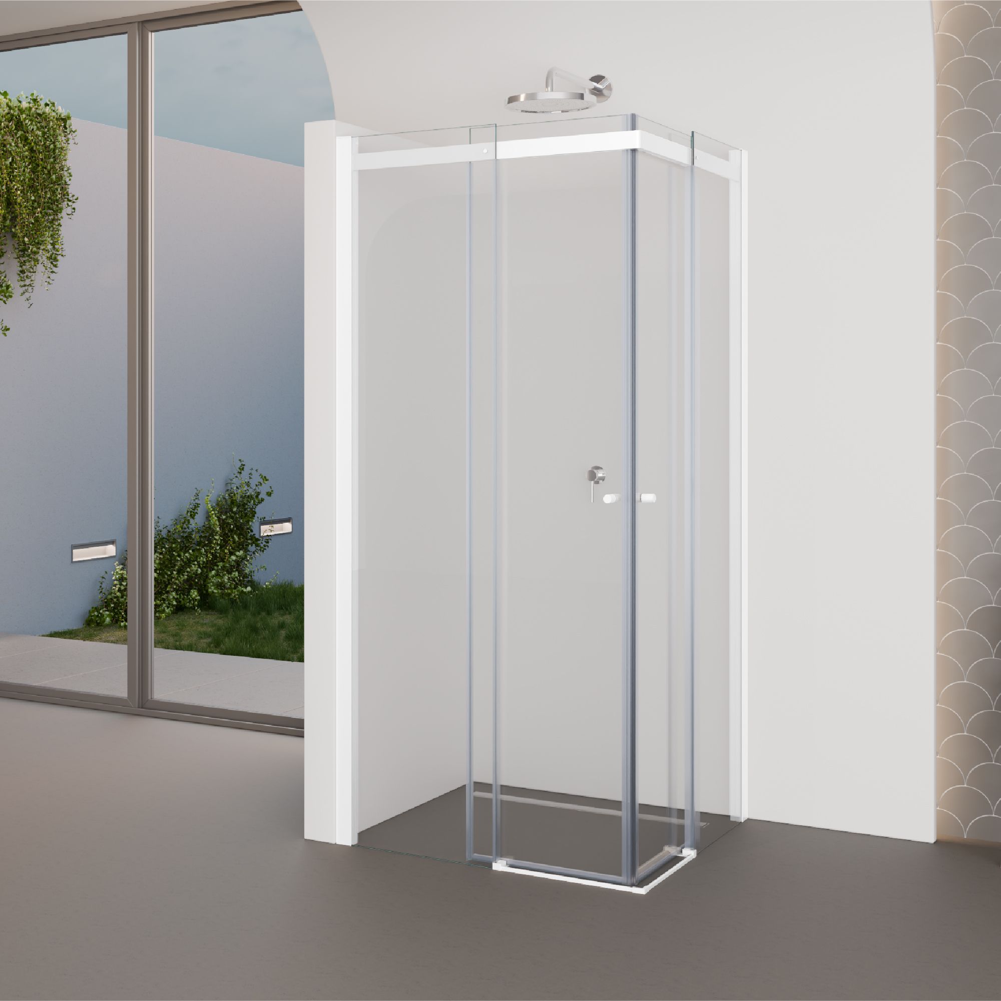 Corner Entry Kaylee WHITE with Sliding Doors made of ESG Safety Glass
