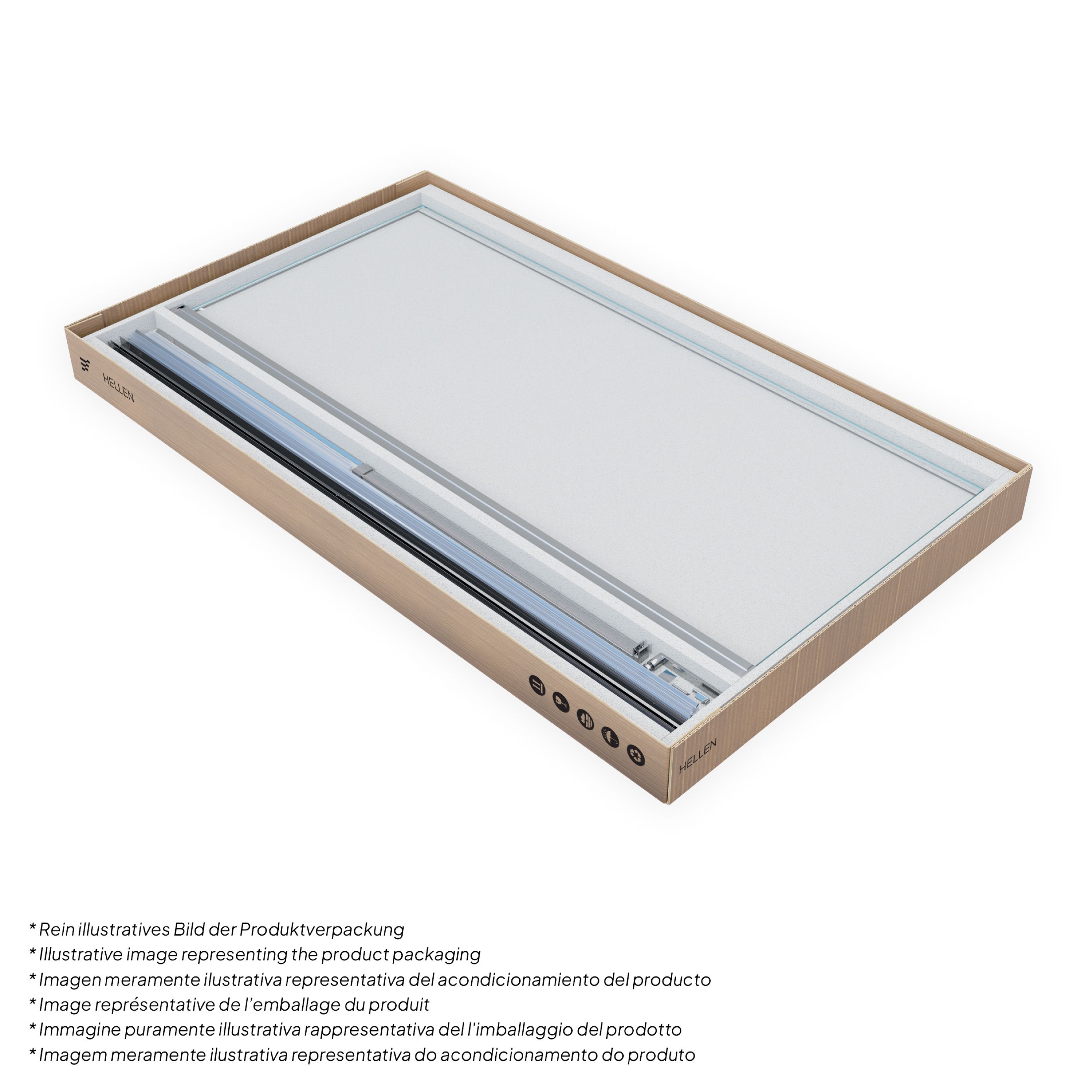 Front-entry Hellen with folding door made of ESG safety glass
