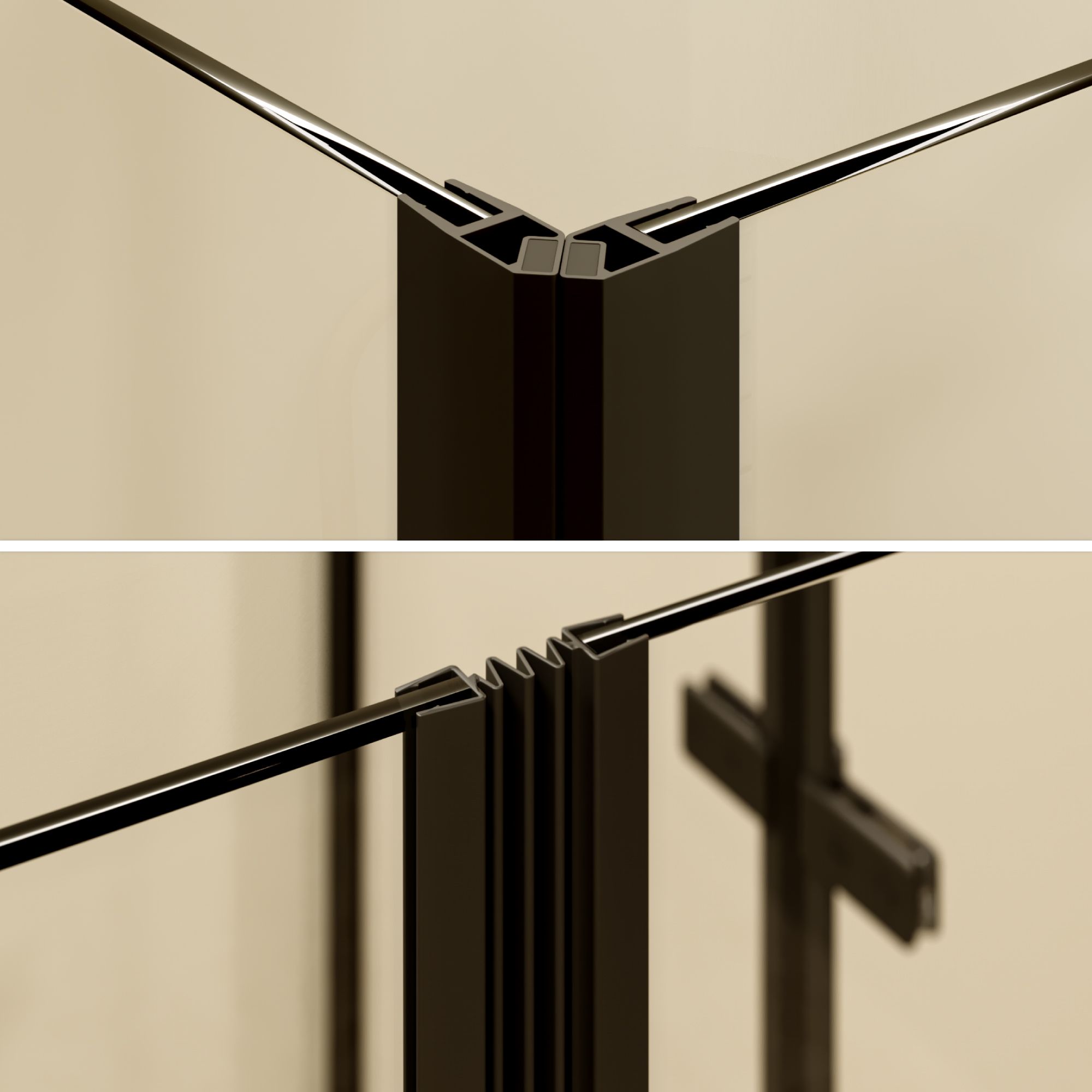 Corner Entry Alice BLACK with Folding Doors made of ESG Safety Glass