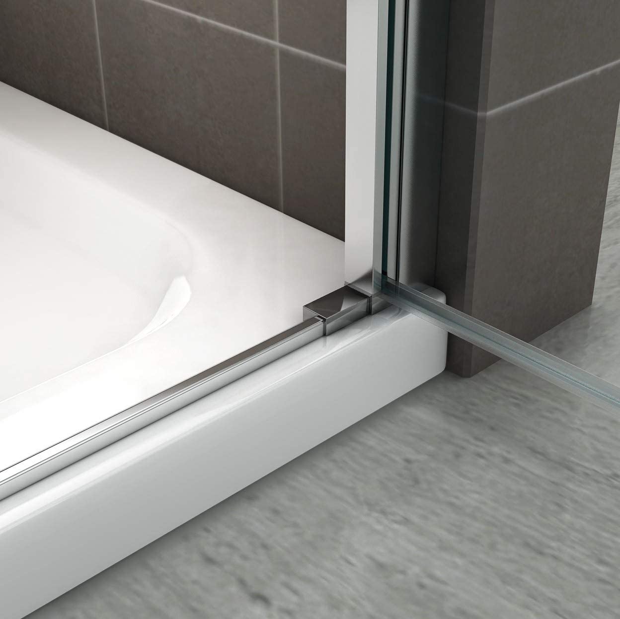 Corner entry Matilde with folding doors made of partially frosted ESG safety glass.