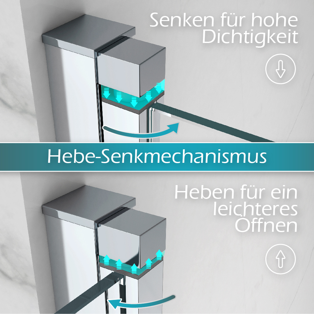 Shower Door Lara with Hinged Doors and Stainless Steel Handles, 68-104 cm, made of Frosted ESG Safety Glass