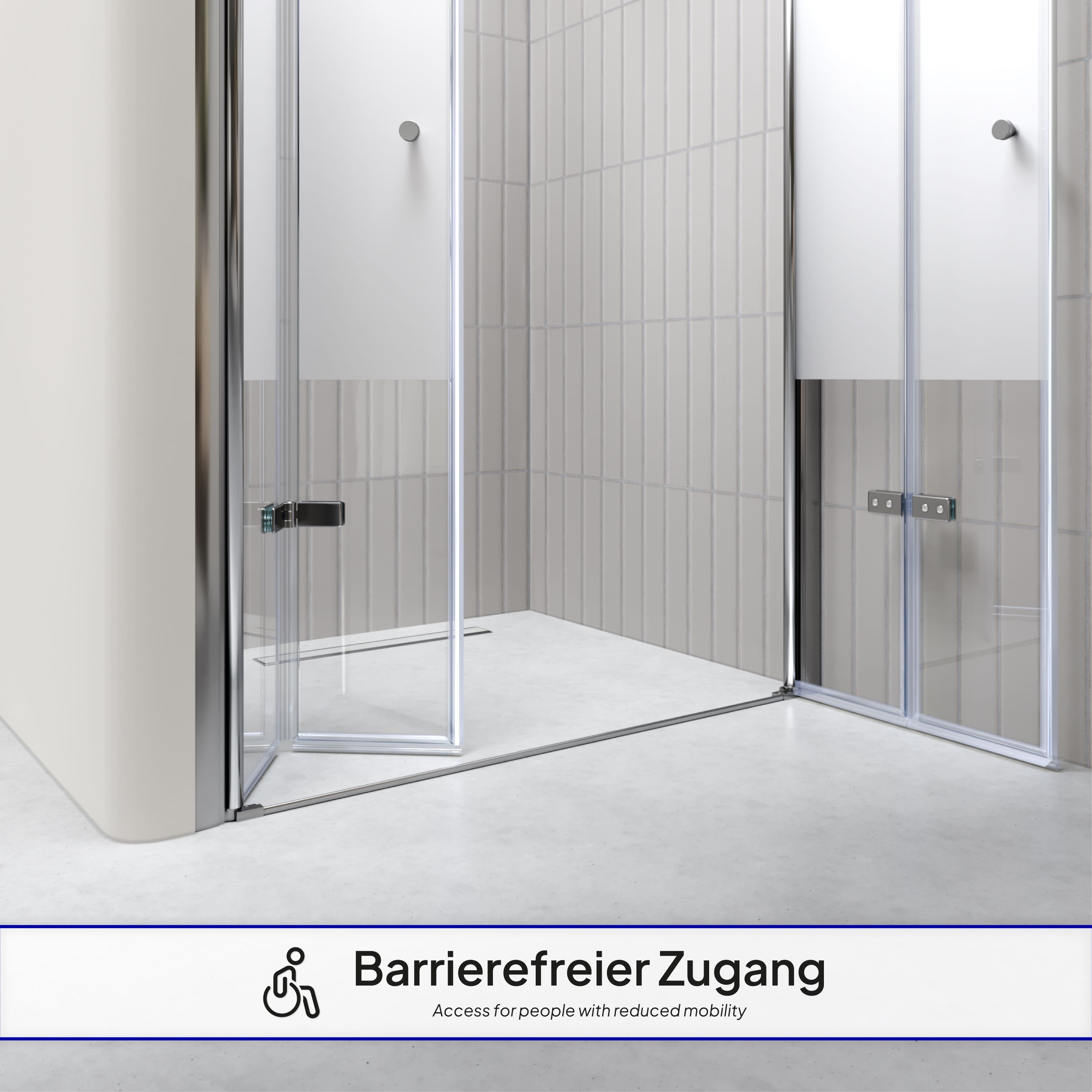 Shower Door Lena with Folding Panels made of Partially Frosted ESG Safety Glass