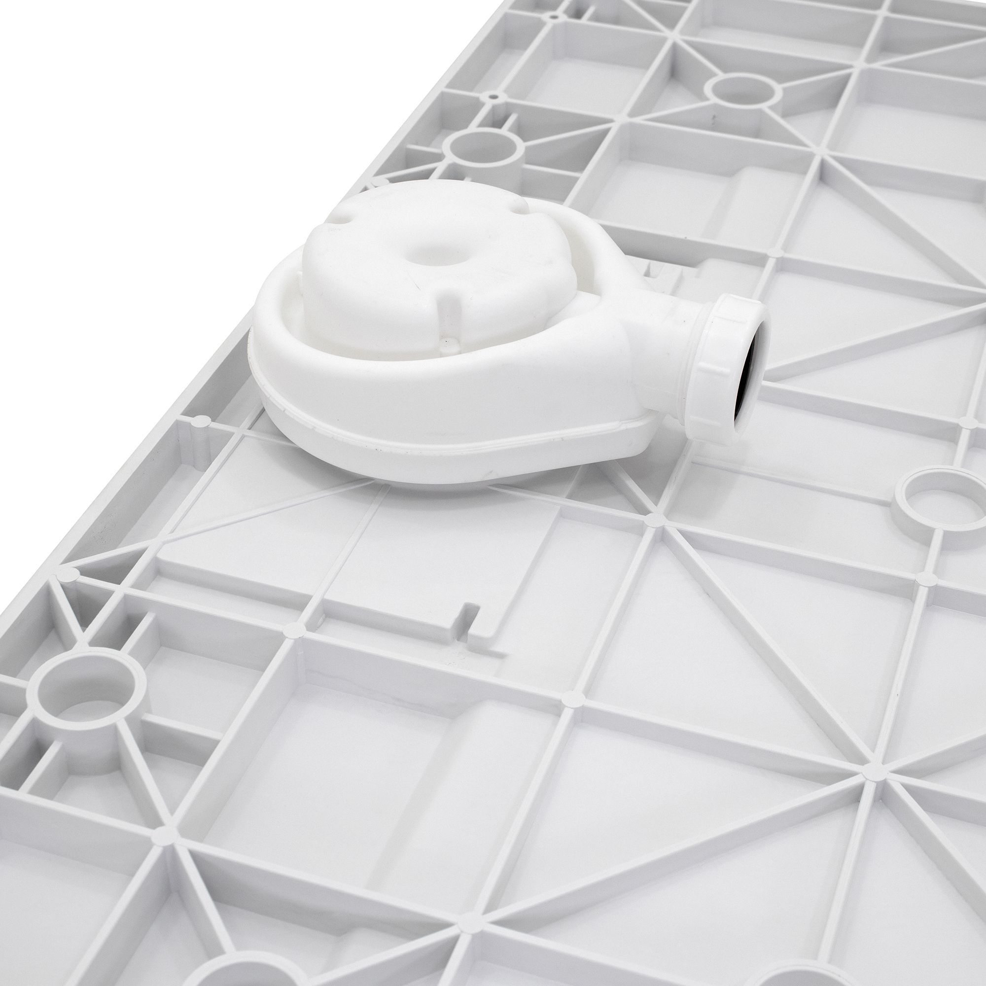 SMC Shower Tray Polar in Marble Look with Drain Assembly - White