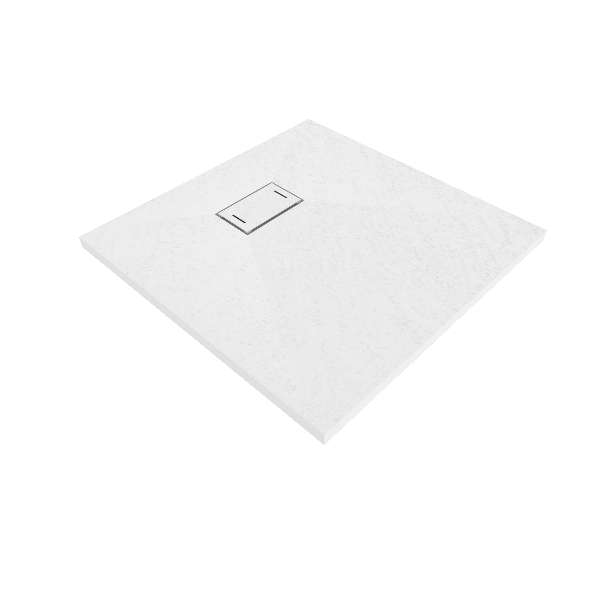 SMC Boreal Shower Tray in Stone Look with Drain Assembly - White
