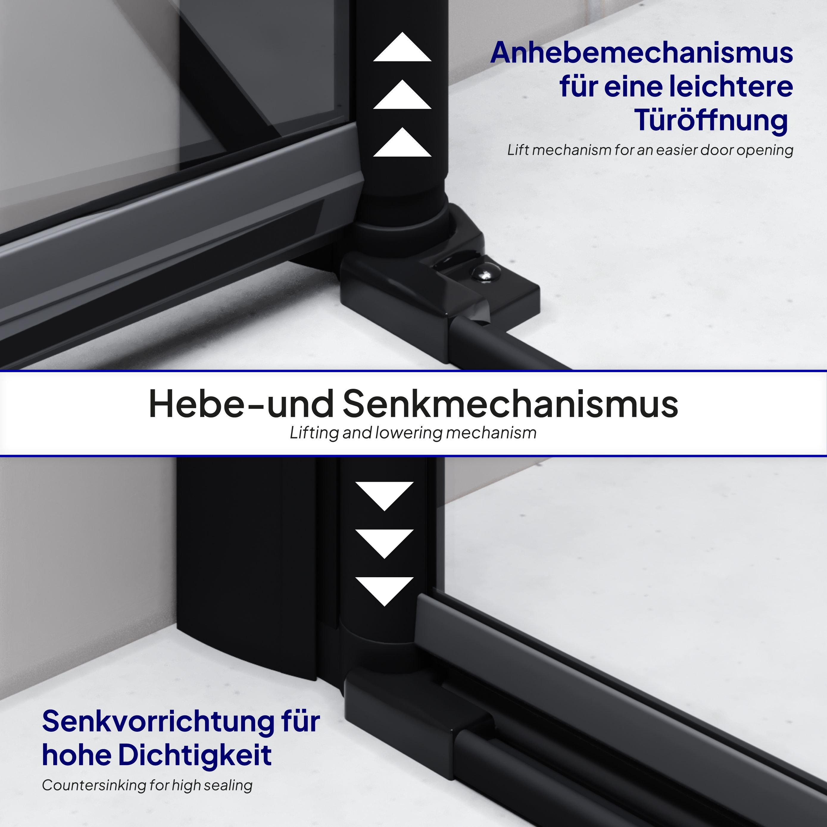 Shower Door Lima BLACK with Hinged Doors 68-140 cm made of ESG Safety Glass