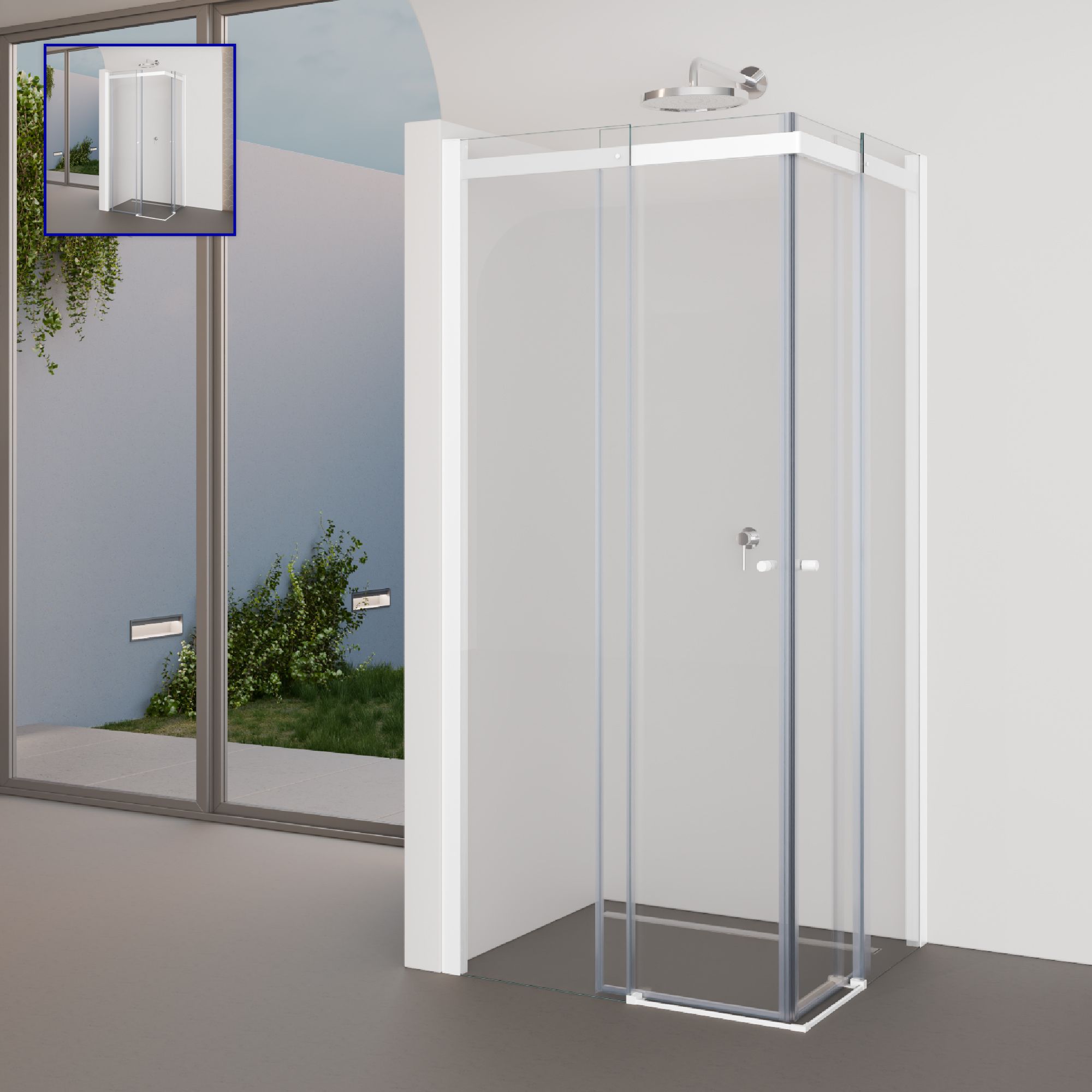 Corner Entry Kaylee WHITE with Sliding Doors made of ESG Safety Glass