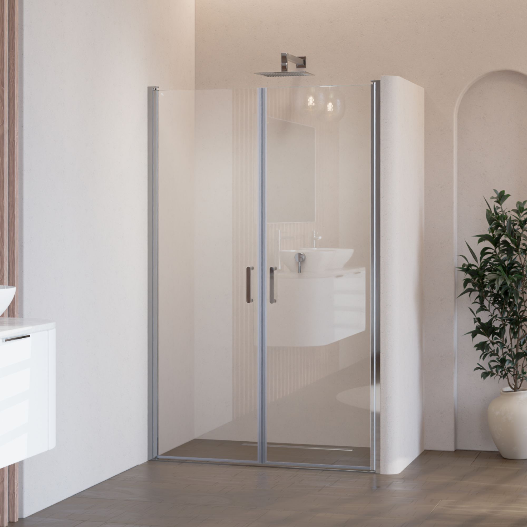 Shower Door Stella with Hinged Doors Made of Tempered Safety Glass