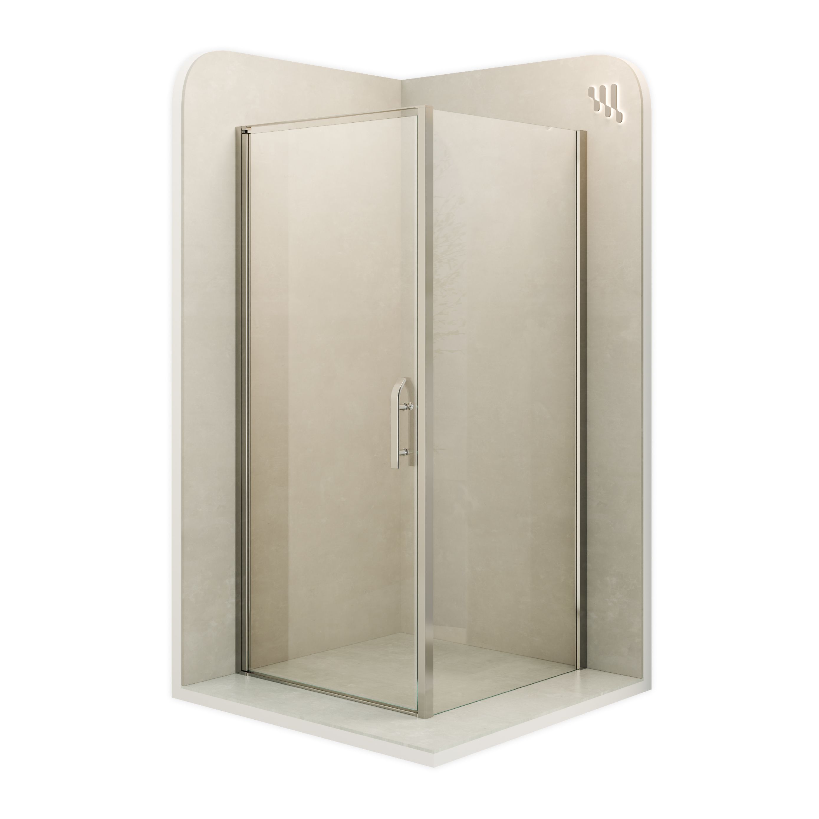 Front-entry Nicole with folding door made of 8 mm tempered safety glass.