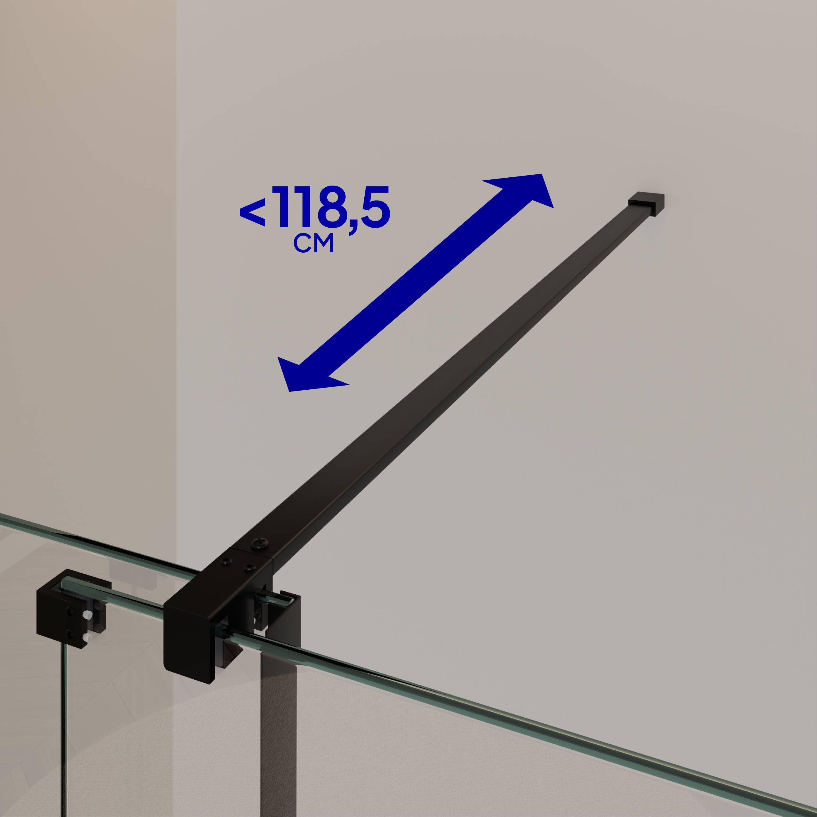 Shower Door Niche Door NADINE with Sliding Door in Black made of 8mm Tempered Clear Glass