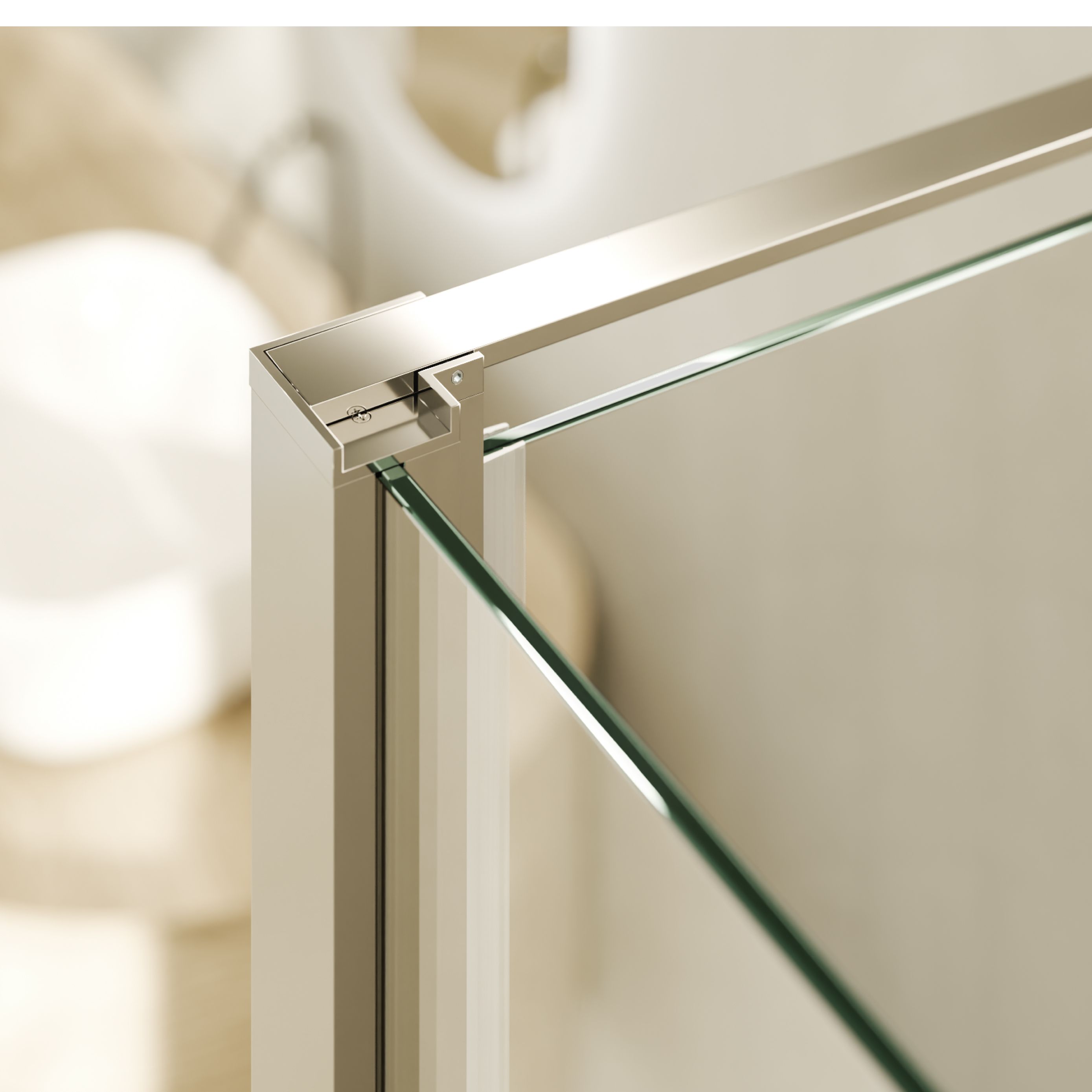 Front-entry Nicole with folding door made of 8 mm tempered safety glass.