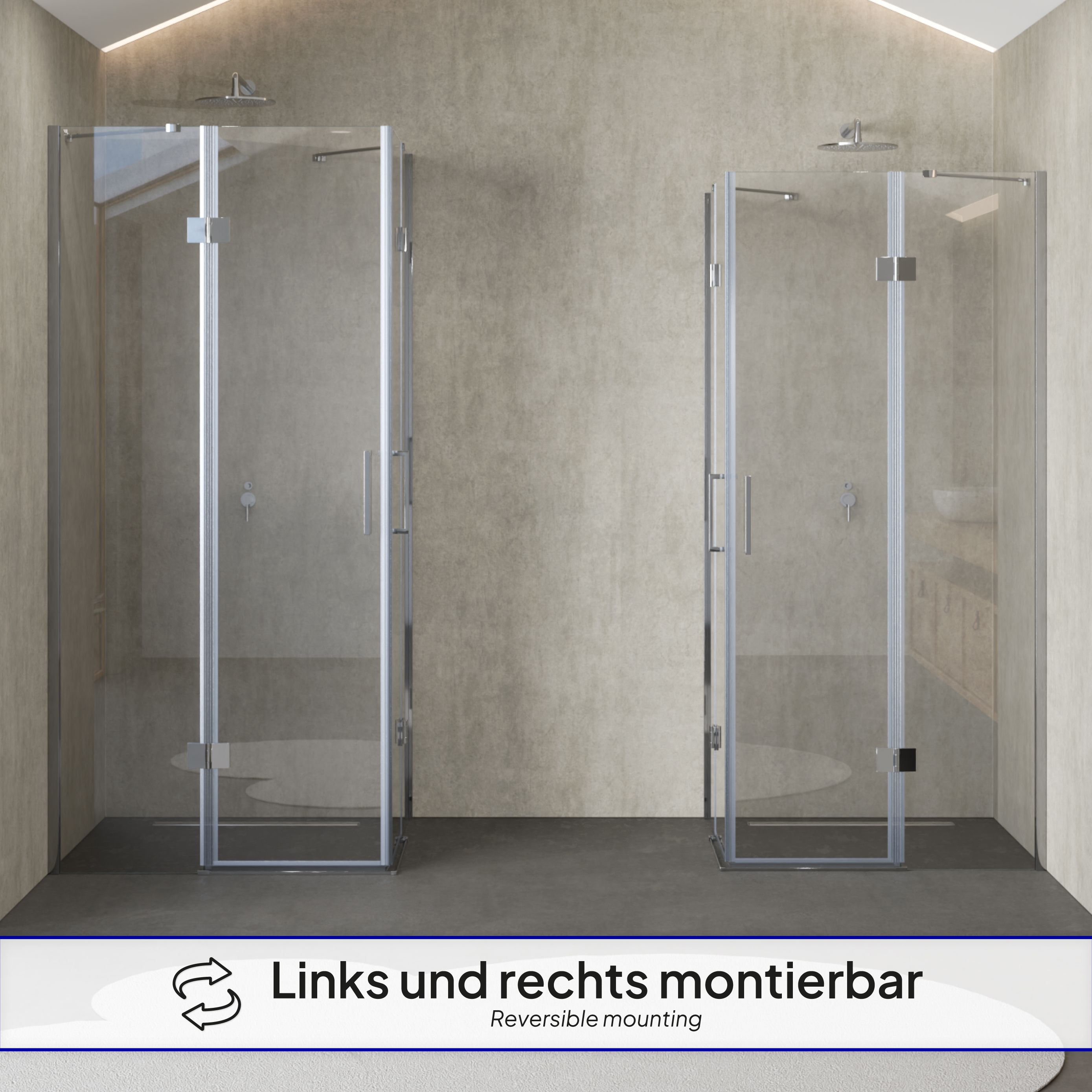 Corner Entry Celine with Folding Doors Made of ESG Safety Glass