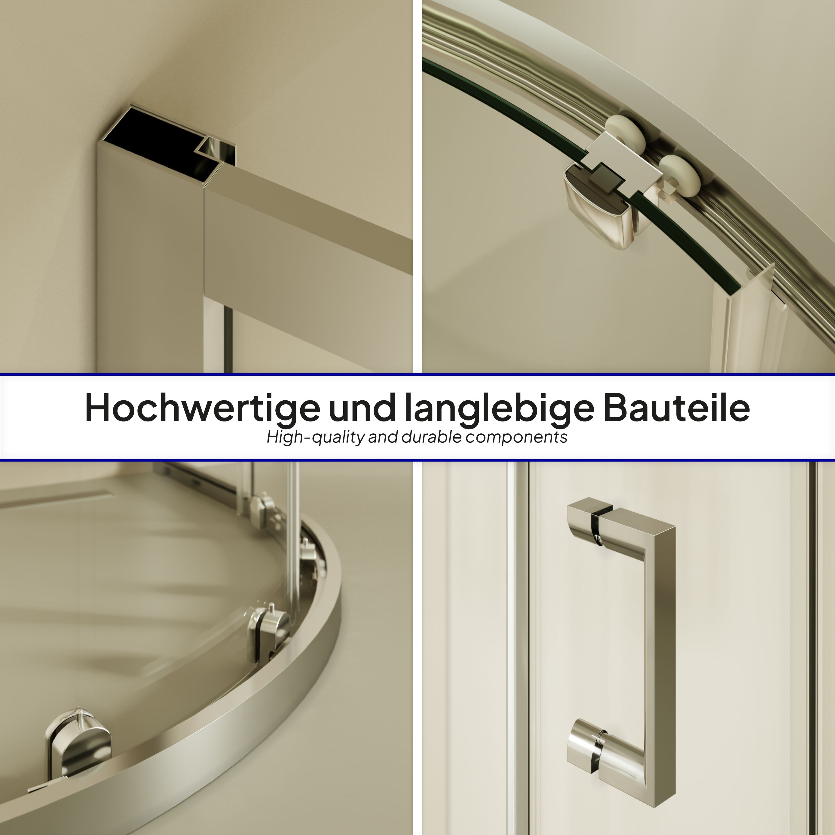 Quarter Circle Shower Ella with Sliding Doors Made of ESG Safety Glass
