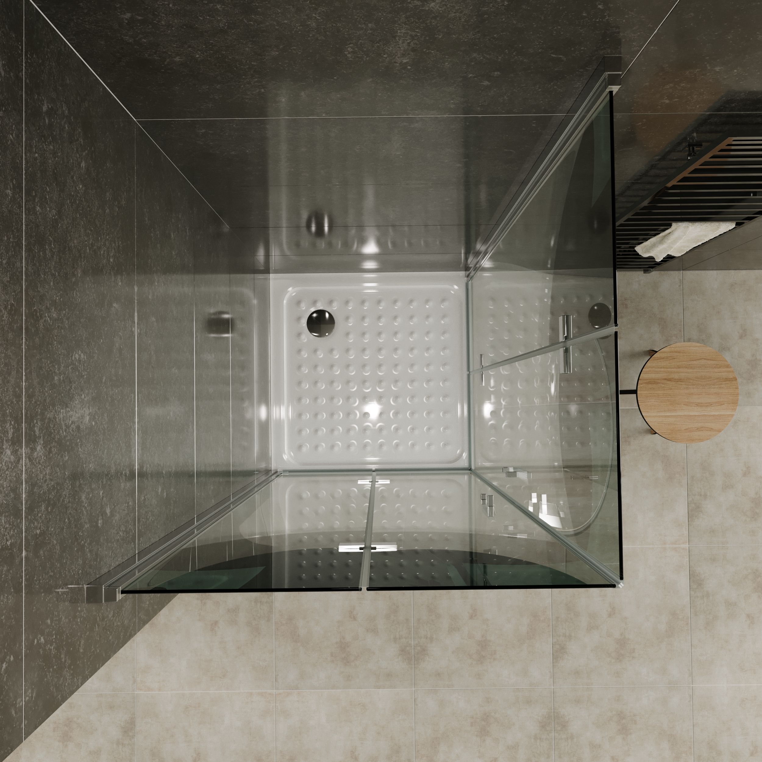 Corner Entry Matilde with Folding Doors made of ESG Safety Glass