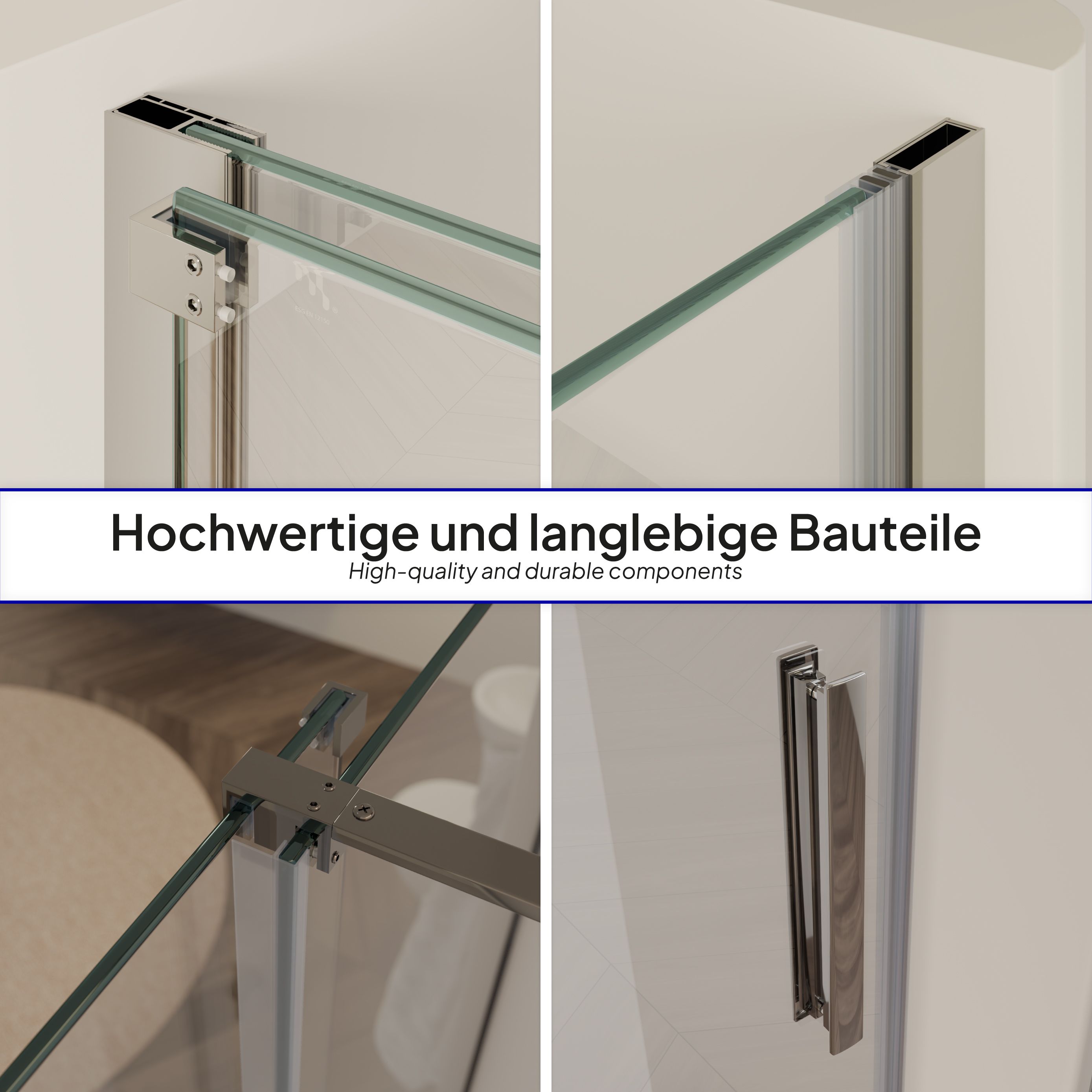 Shower Door Niche Door NADINE with Sliding Door in Chrome made of 8mm Tempered Clear Glass