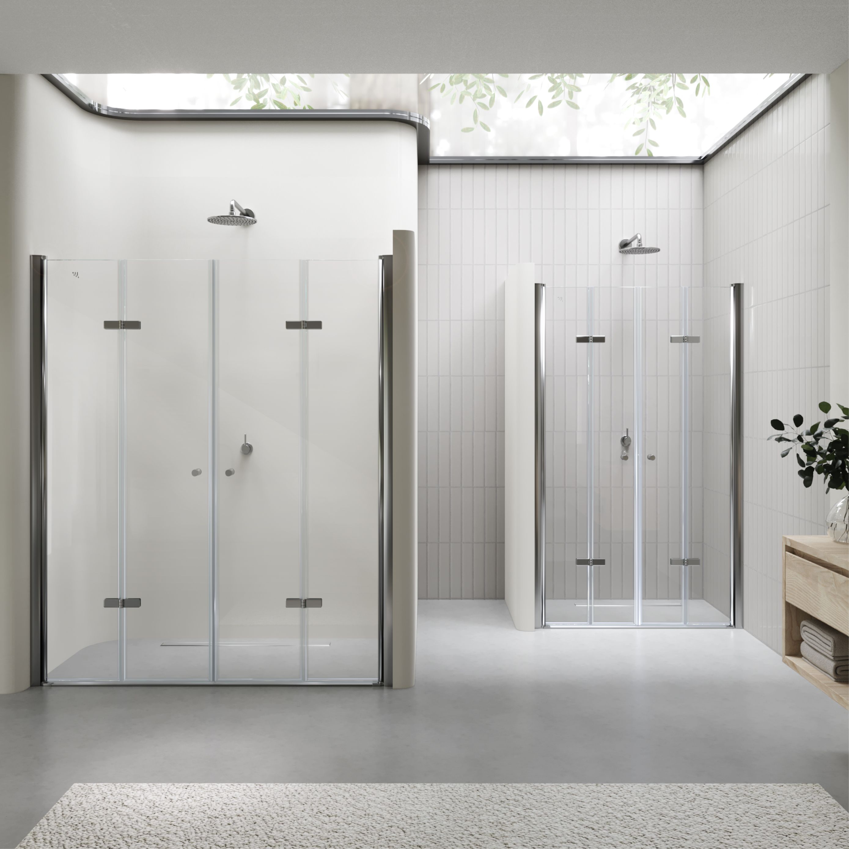 Shower Door Lena with Folding Doors Made of Clear Tempered Safety Glass