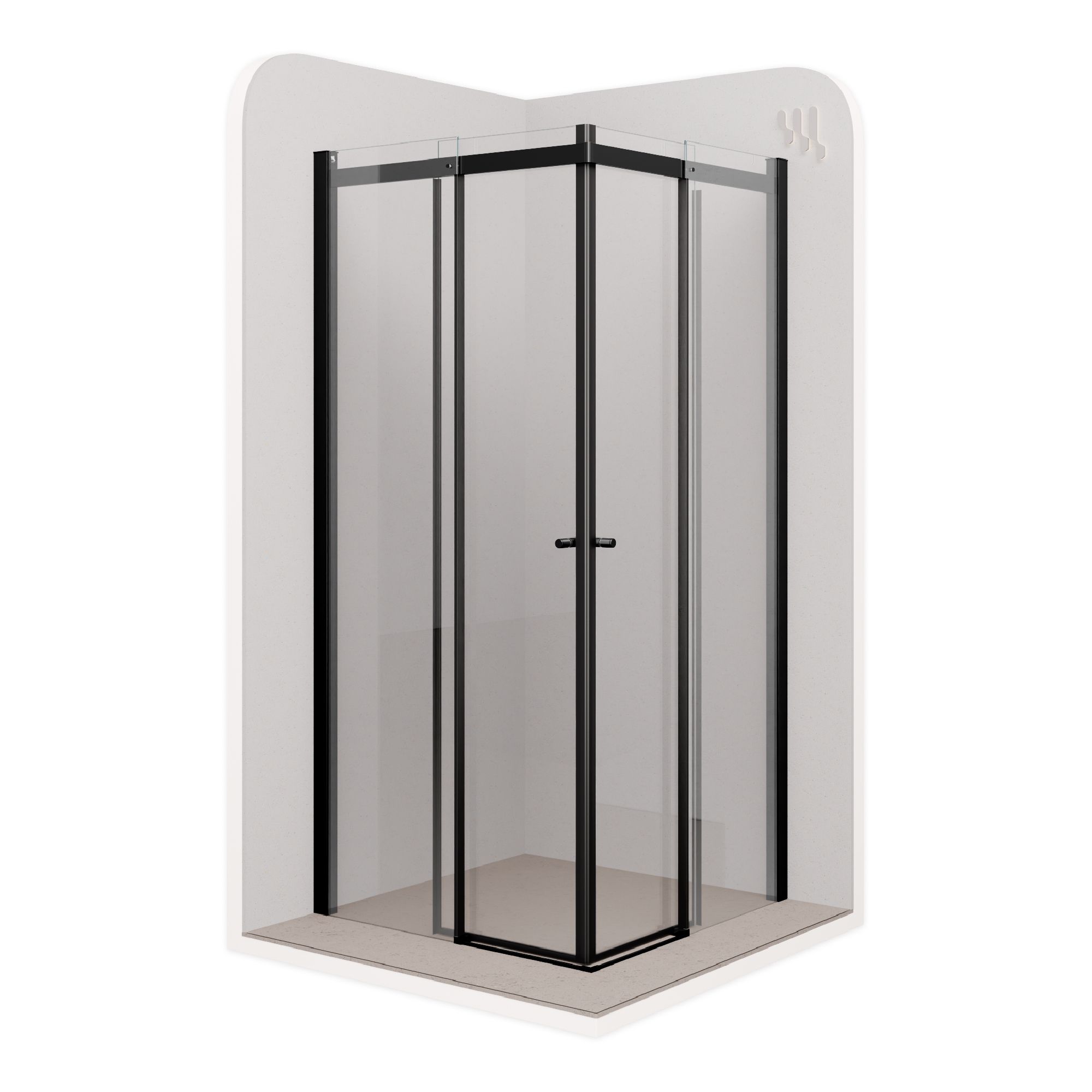 Corner Entry Kaylee BLACK with Sliding Doors made of ESG Safety Glass
