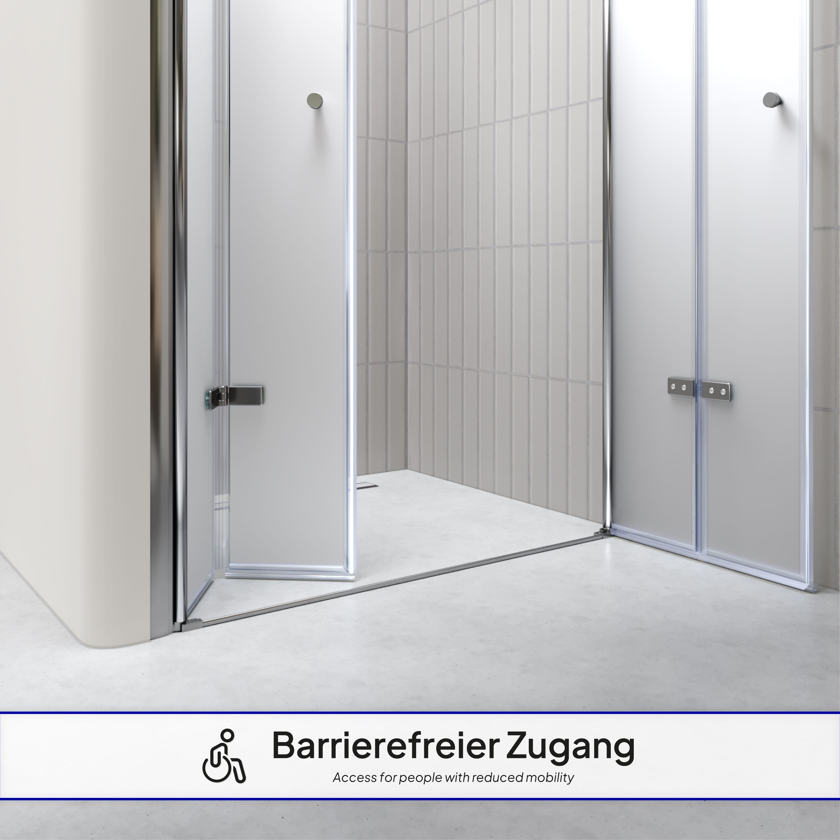 Shower Door Lena with Folding Panels Made of Satin-Finished ESG Safety Glass