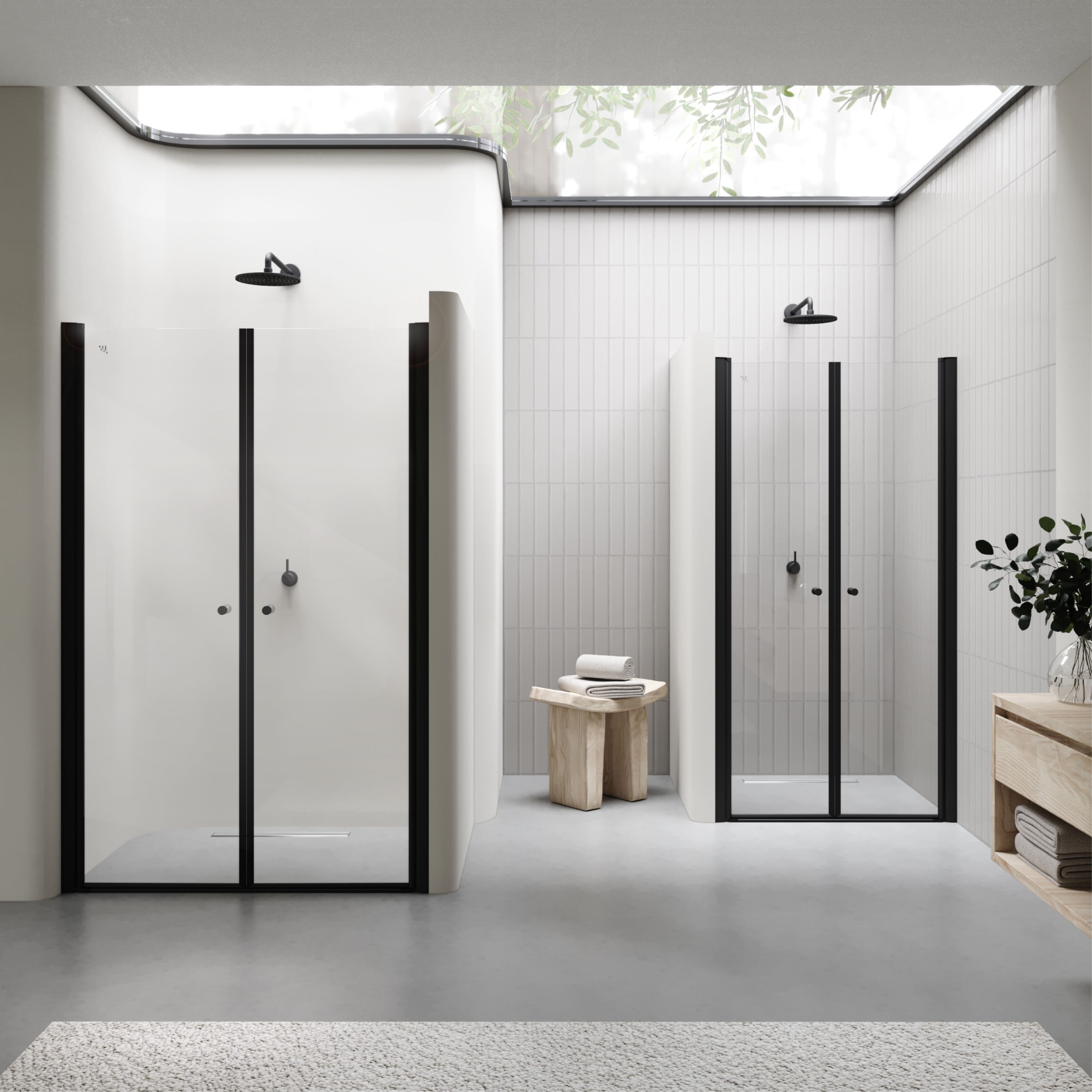 Shower Door Lima BLACK with Hinged Doors 68-140 cm made of ESG Safety Glass